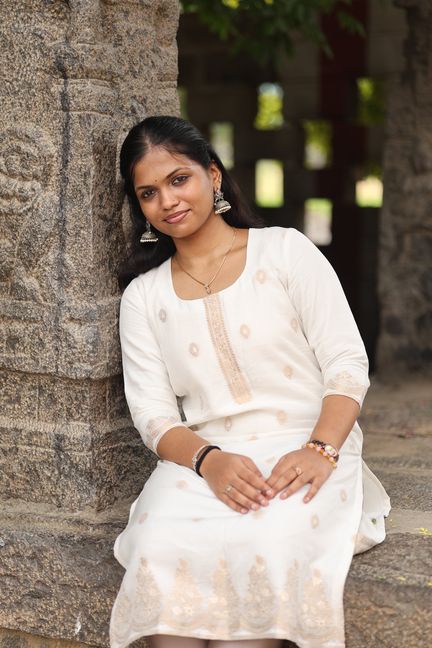 Mullapoovu (മുല്ലപ്പൂവ്) – Handworked Silk Kurta.