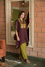 Kavya – Wine High-Low Kurti with Zari Yoke | Utsav