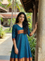 Manjari – Peacock Blue Checked Anarkali Long Kurti | Utsav