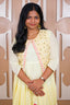 onam special long frock cream colour