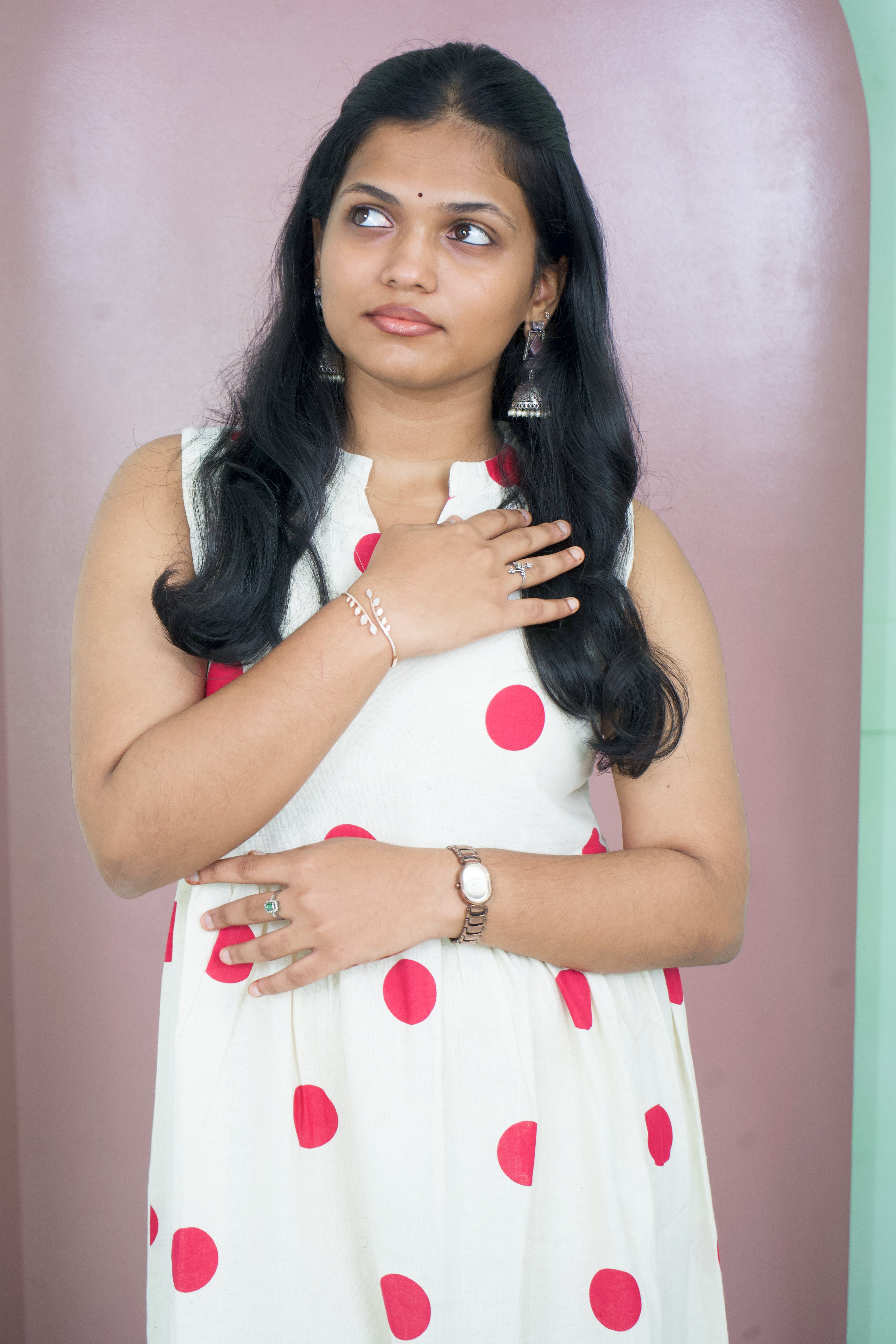 Festive Flair Polka Dot Sleeveless Frock