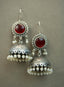 Pair of silver Oxidized earrings with pearl beads in Brass metal