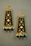 Pair of silver Oxidized earrings with pearl beads in Brass metal