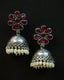 Pair of silver Oxidized earrings with pearl beads in Brass metal