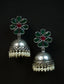 Pair of silver Oxidized earrings with pearl beads in Brass metal