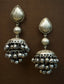 Pair of silver Oxidized earrings with pearl beads in Brass metal
