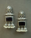 Pair of silver Oxidized earrings with pearl beads in Brass metal