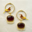 SARA - Gold Toned Hand Painted Red Beautiful Earrings