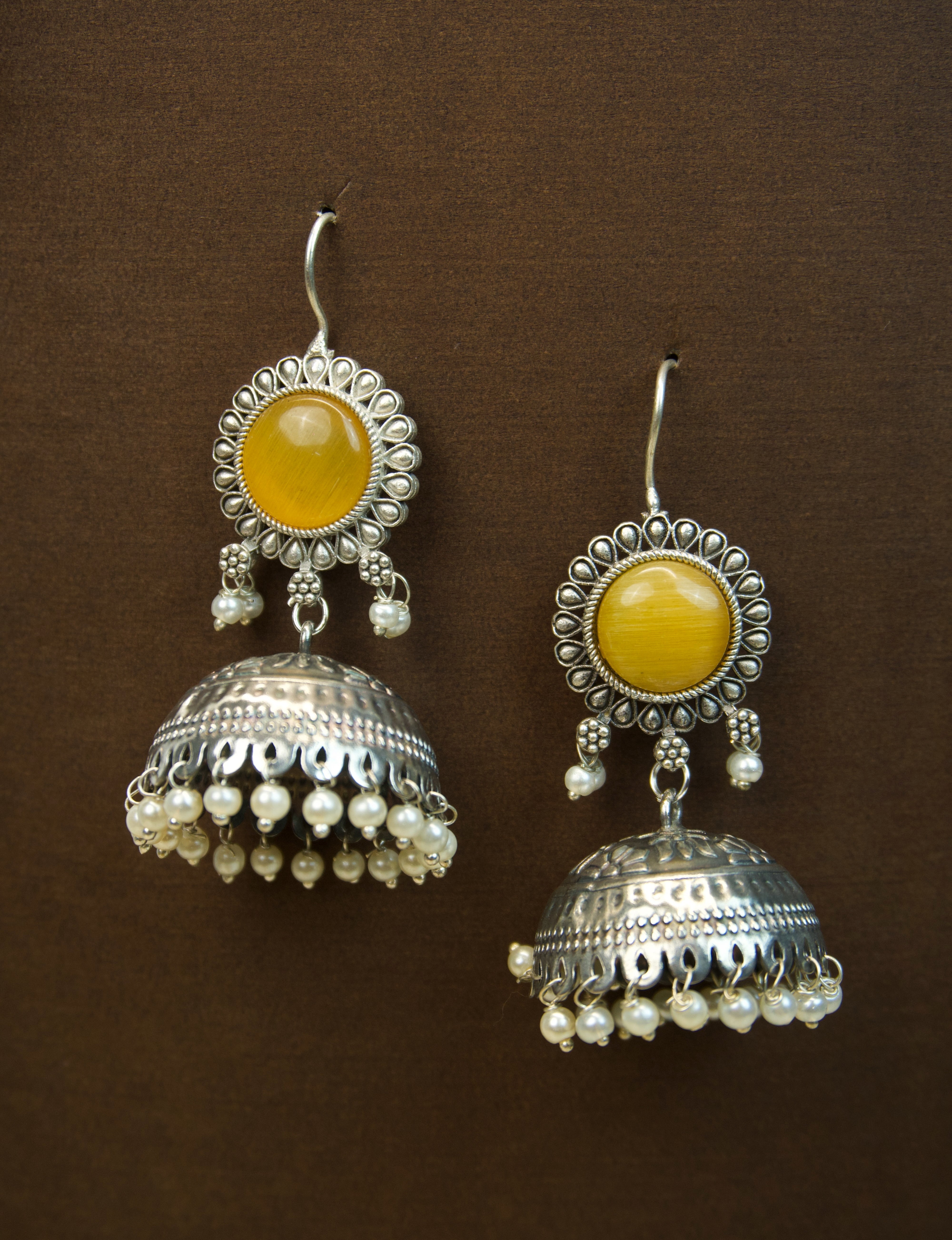 MYRA - Silver Toned BRASS Earrings Secondary image