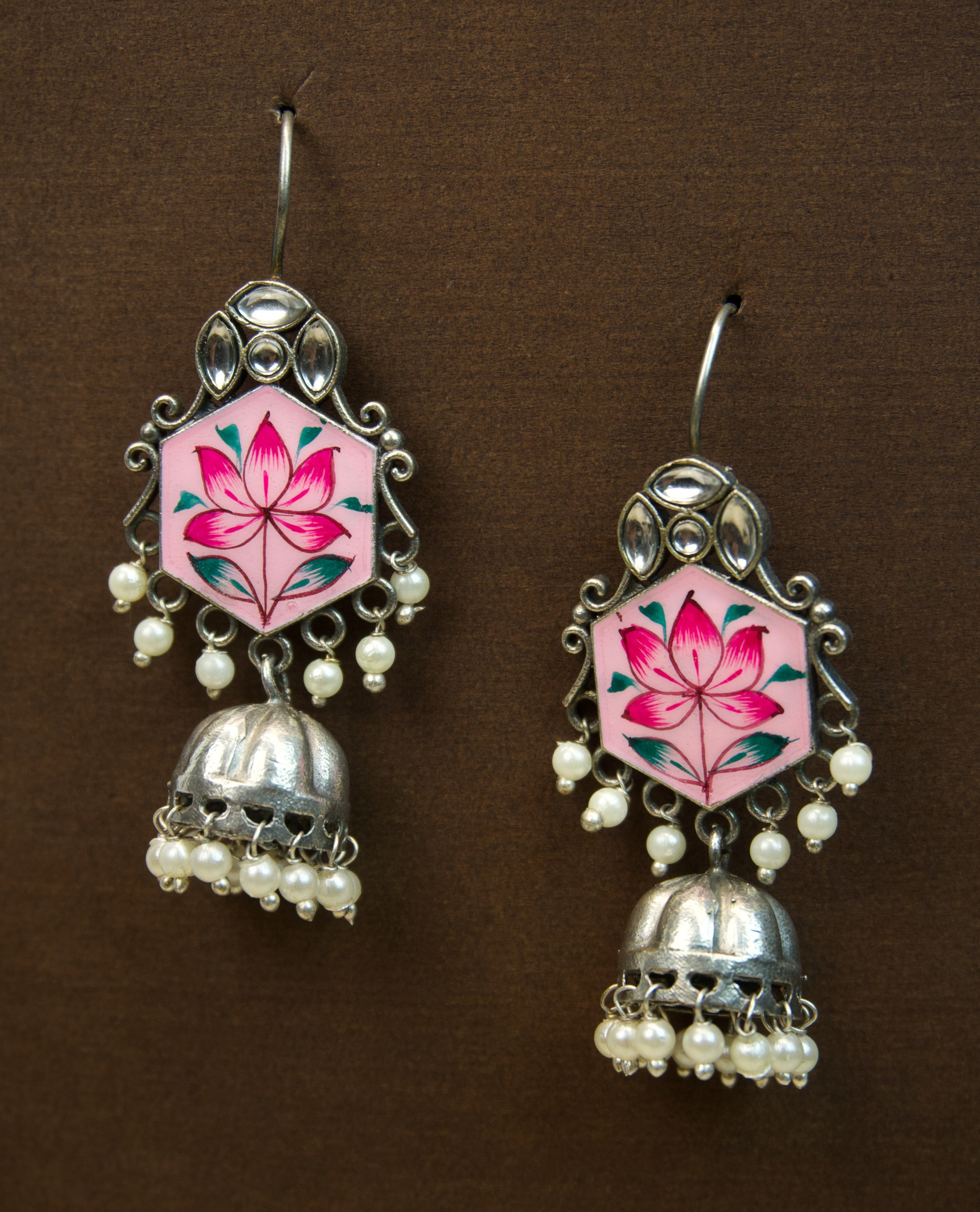 MYRA - Silver Toned Oxidized Earrings Secondary image