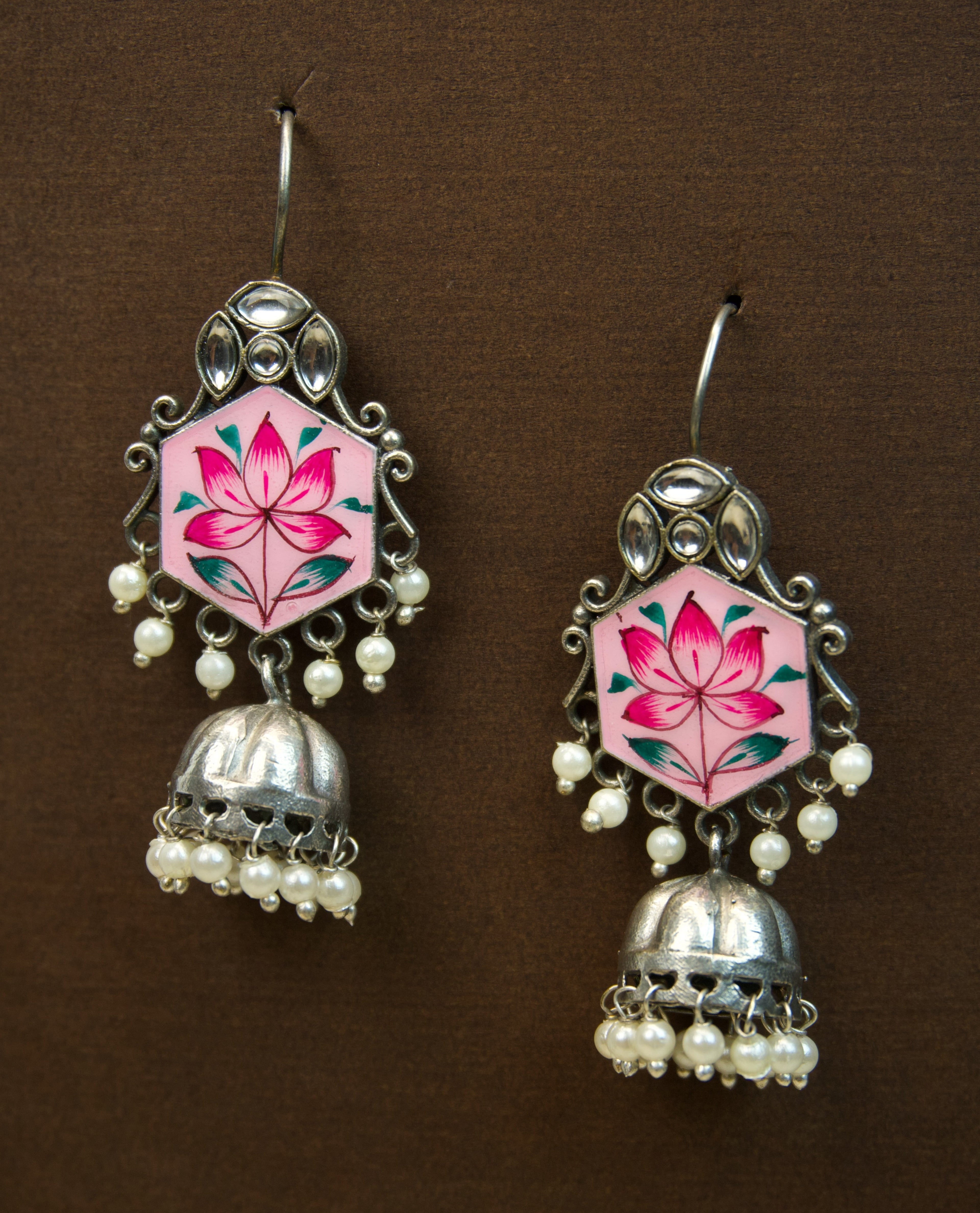 MYRA - Silver Toned Oxidized Earrings