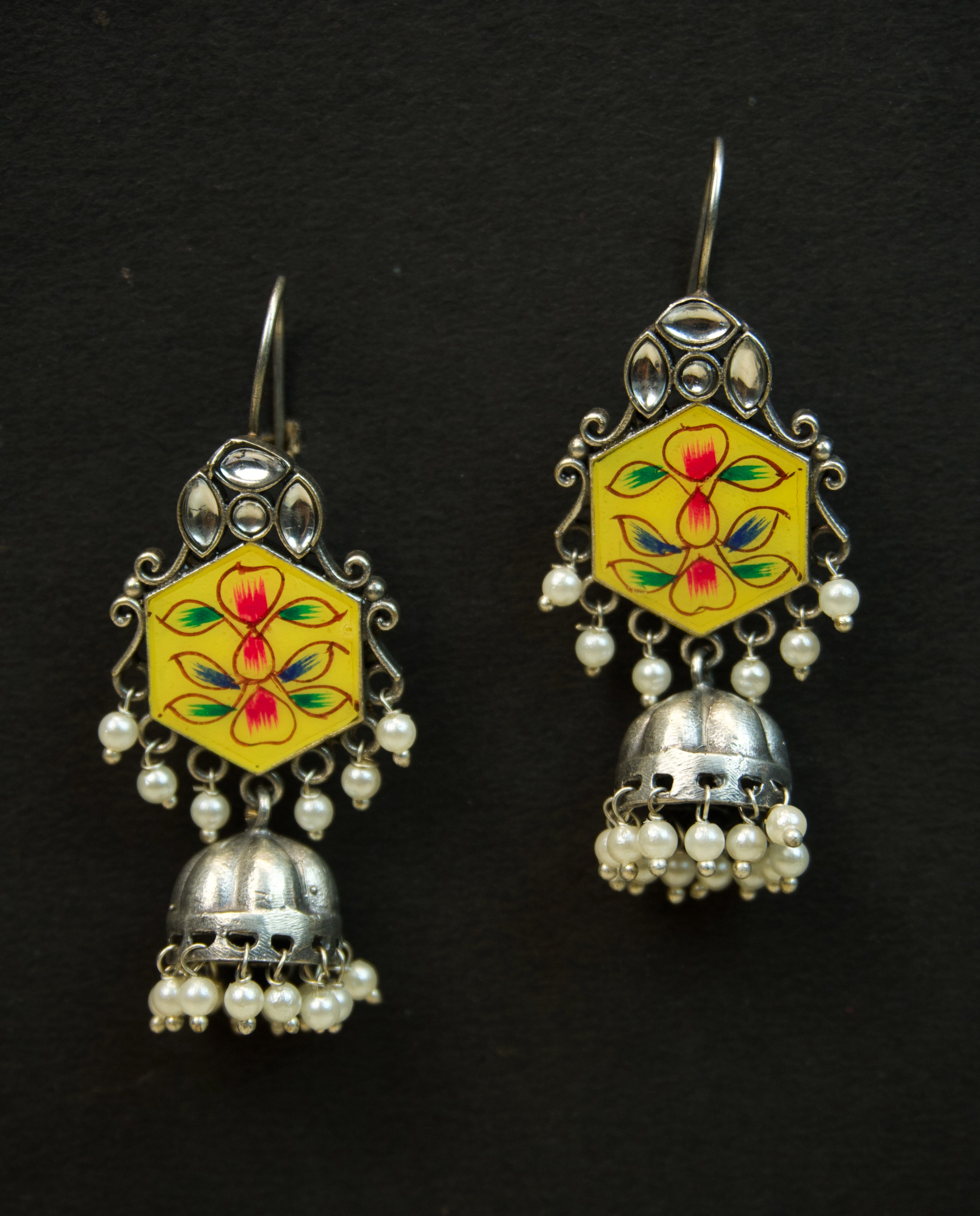 MYRA - Silver Toned BRASS Earrings Secondary image