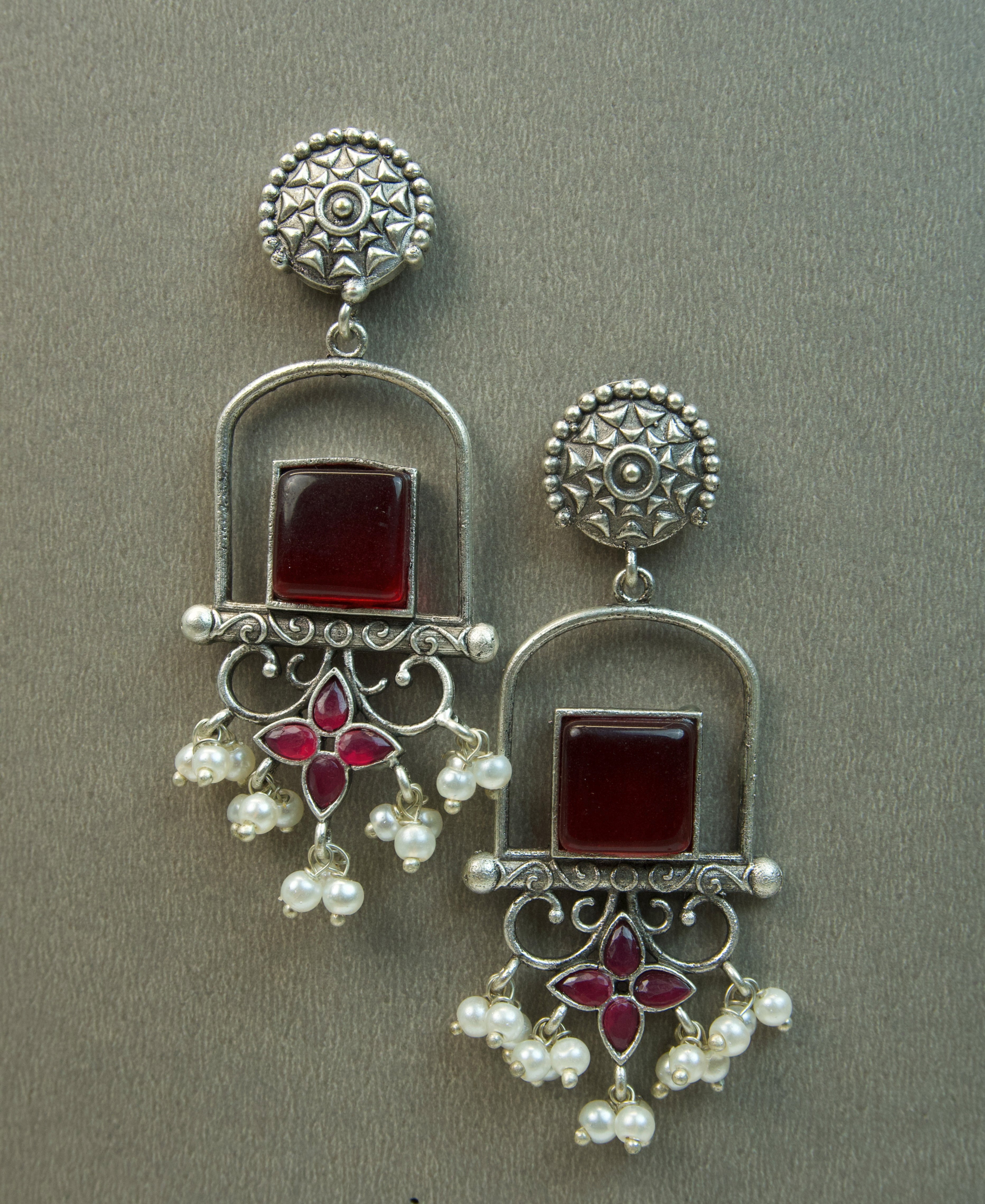 MYRA - Silver Toned BRASS Earrings Secondary image