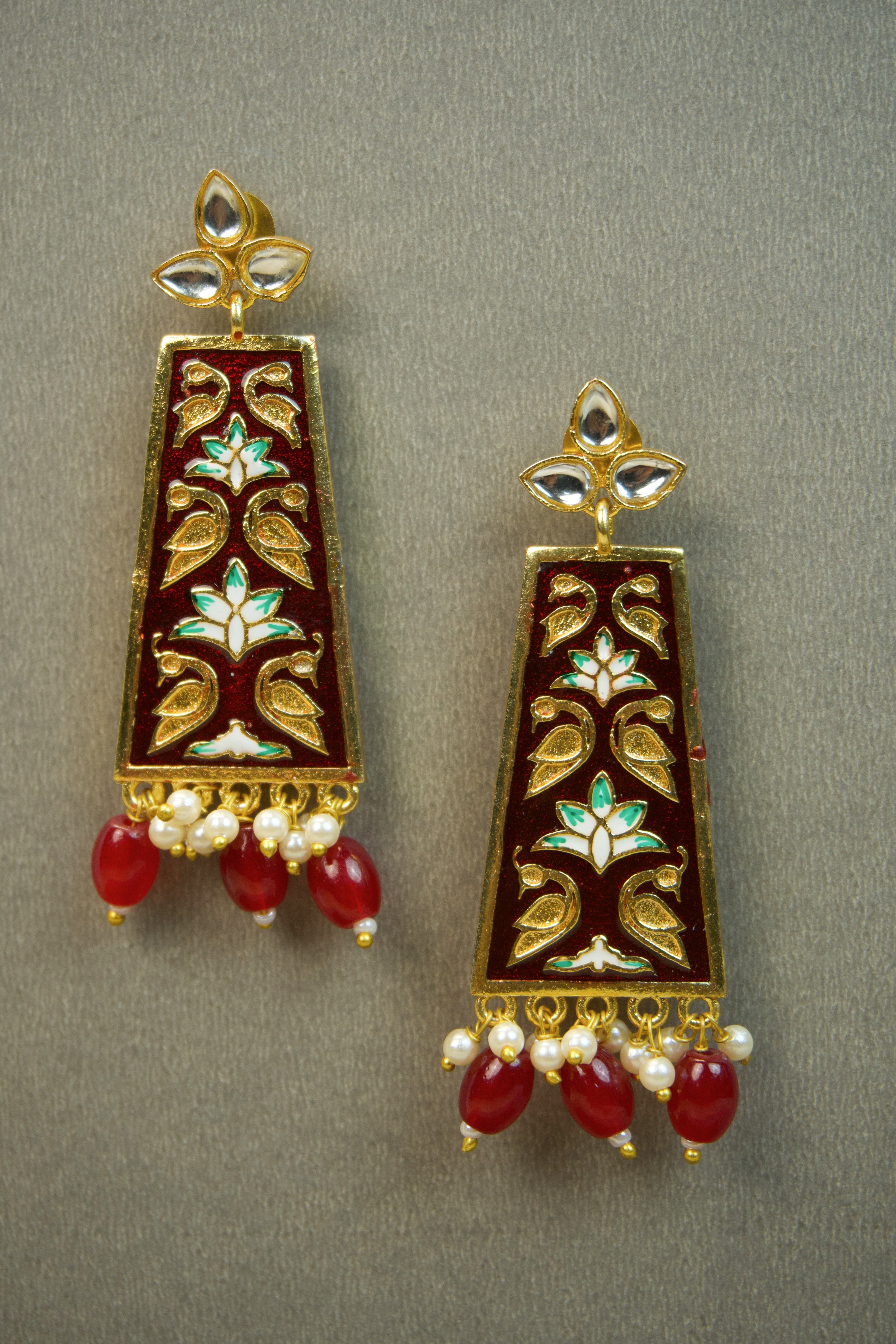 SYRA - MEENAKARI Brass Earrings - 1 Secondary image