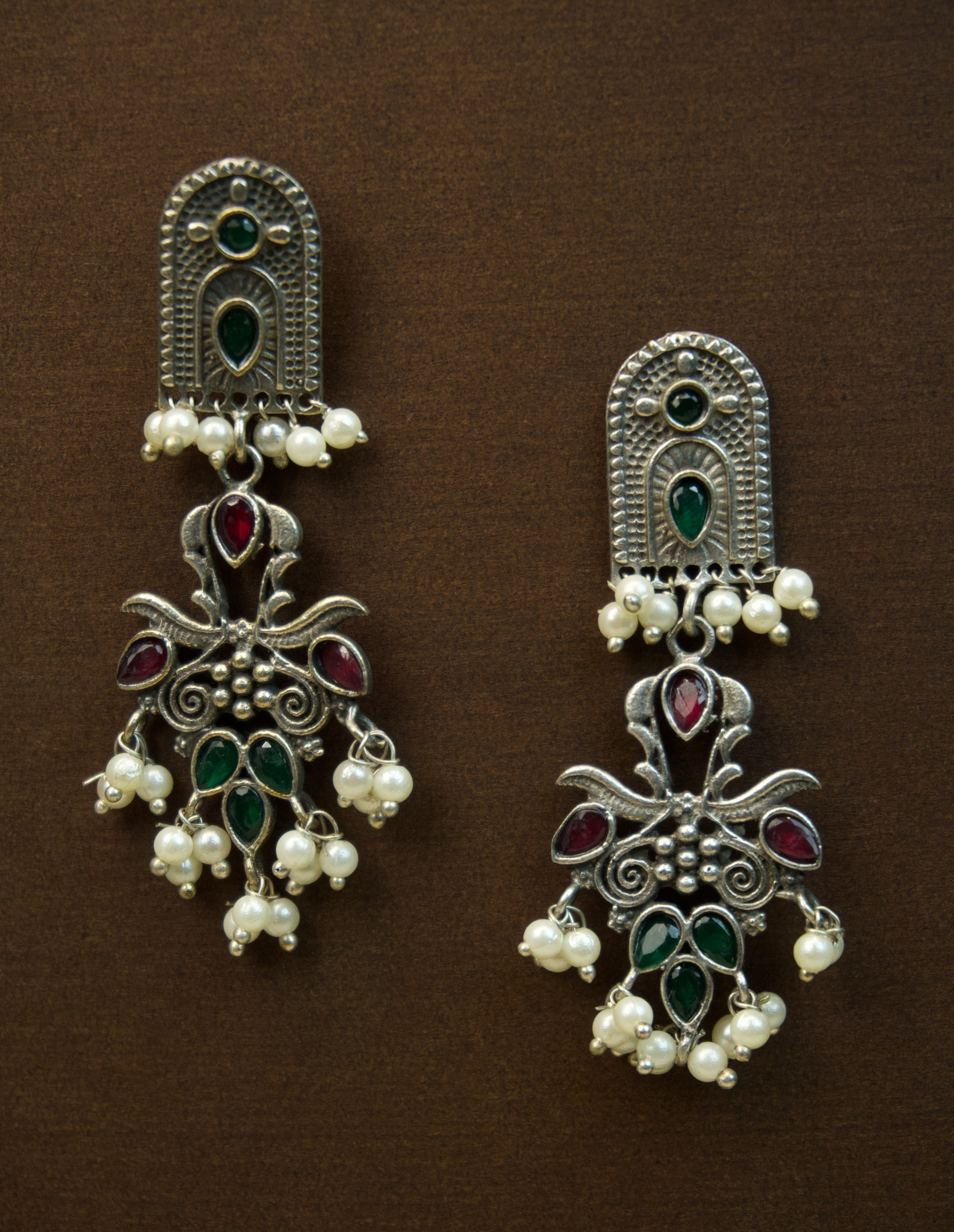 MYRA - Silver Toned BRASS Earrings