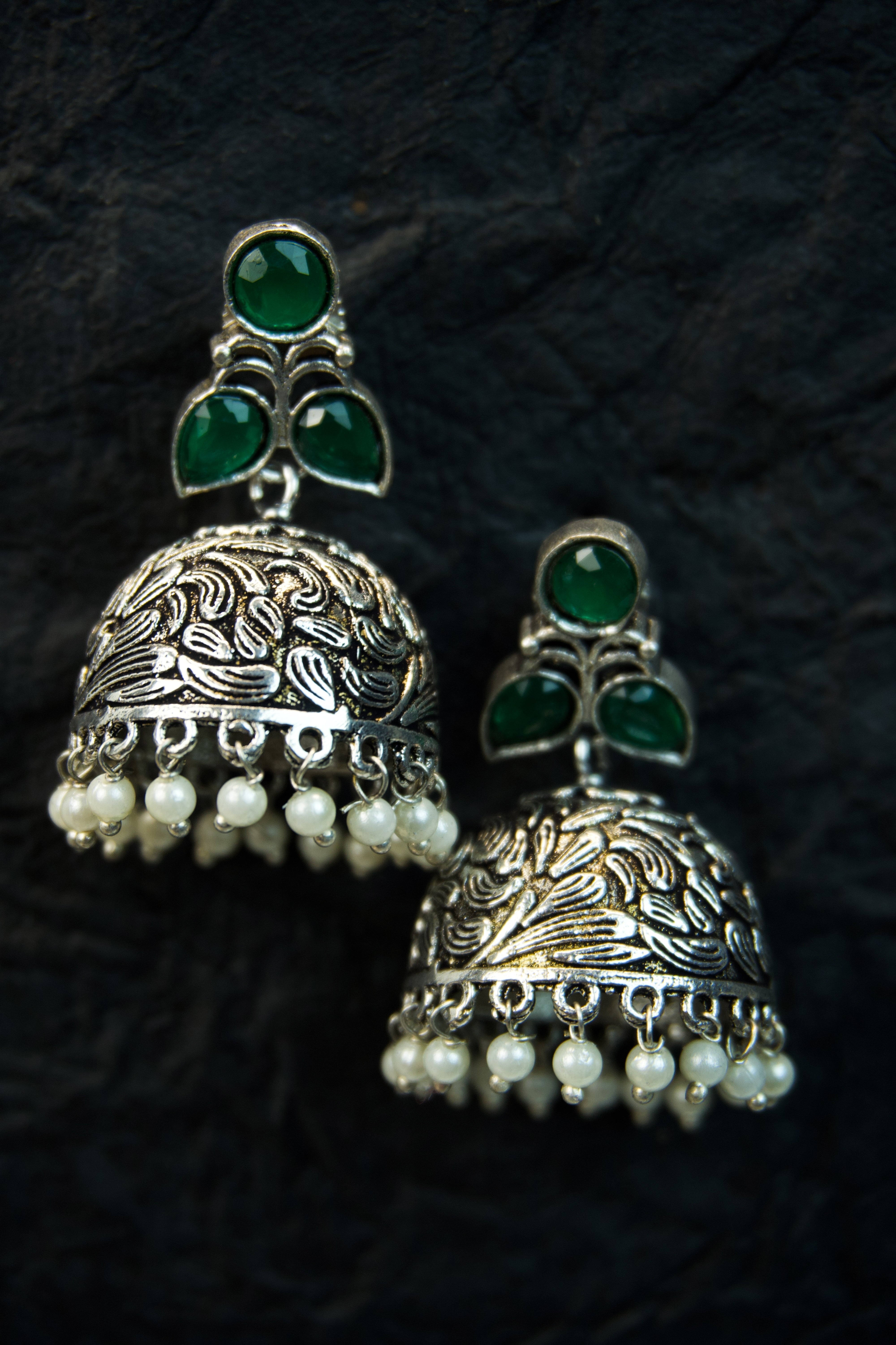 MYRA - Silver Toned BRASS Earrings Secondary image