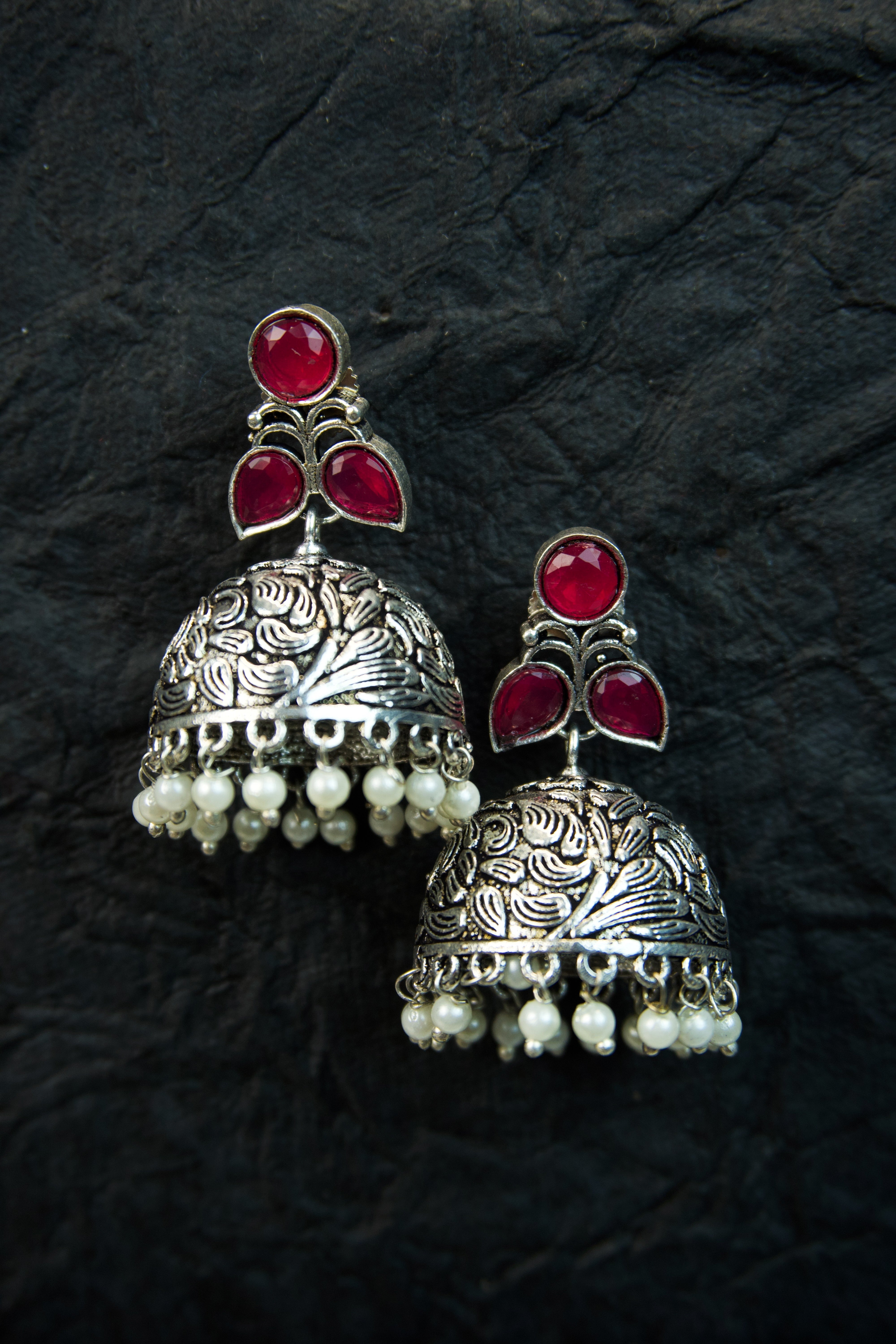 MYRA - Silver Toned BRASS Earrings Secondary image