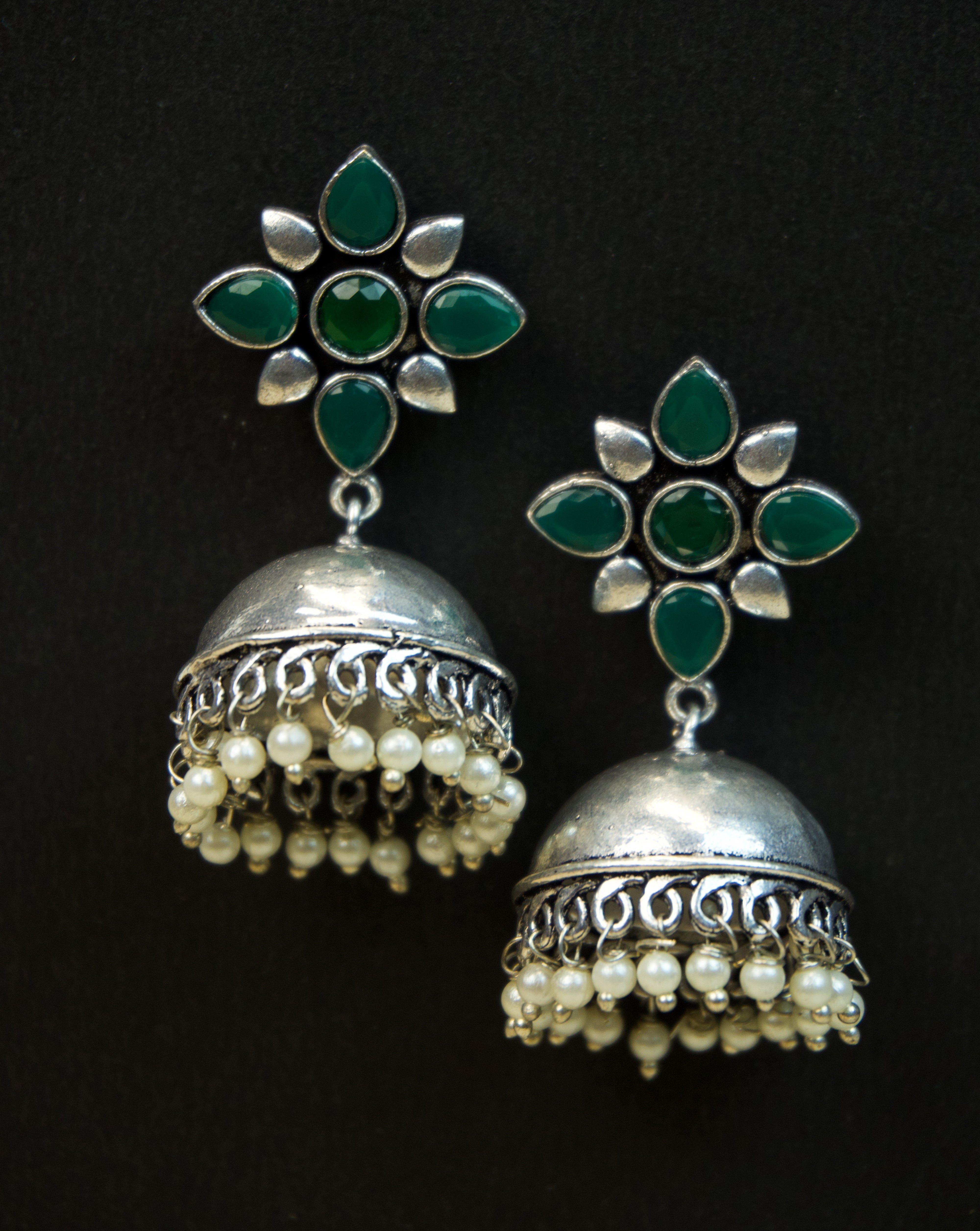 MYRA - Silver Toned BRASS Earrings Secondary image