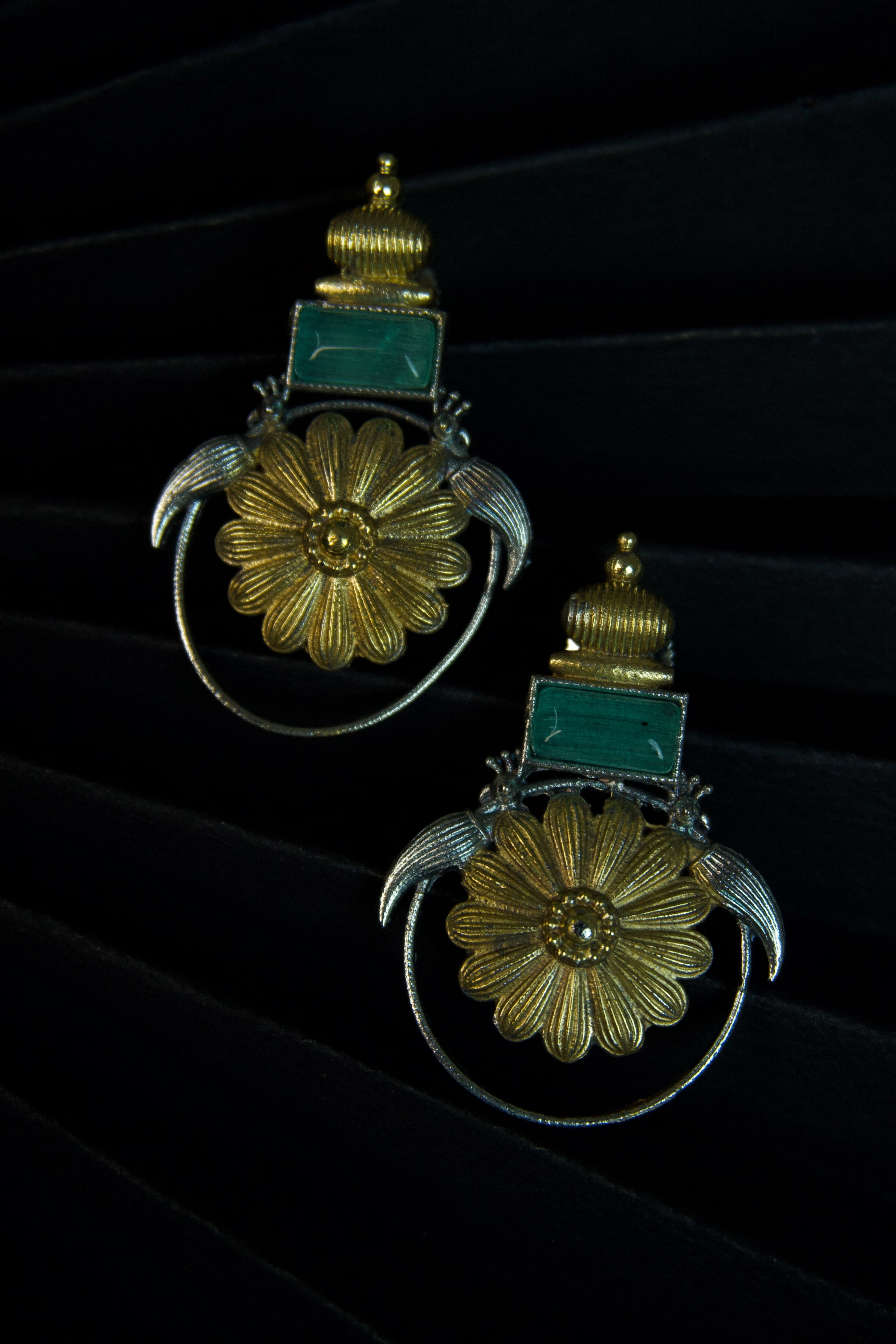 SARA  - Dual Toned BRASS Earrings