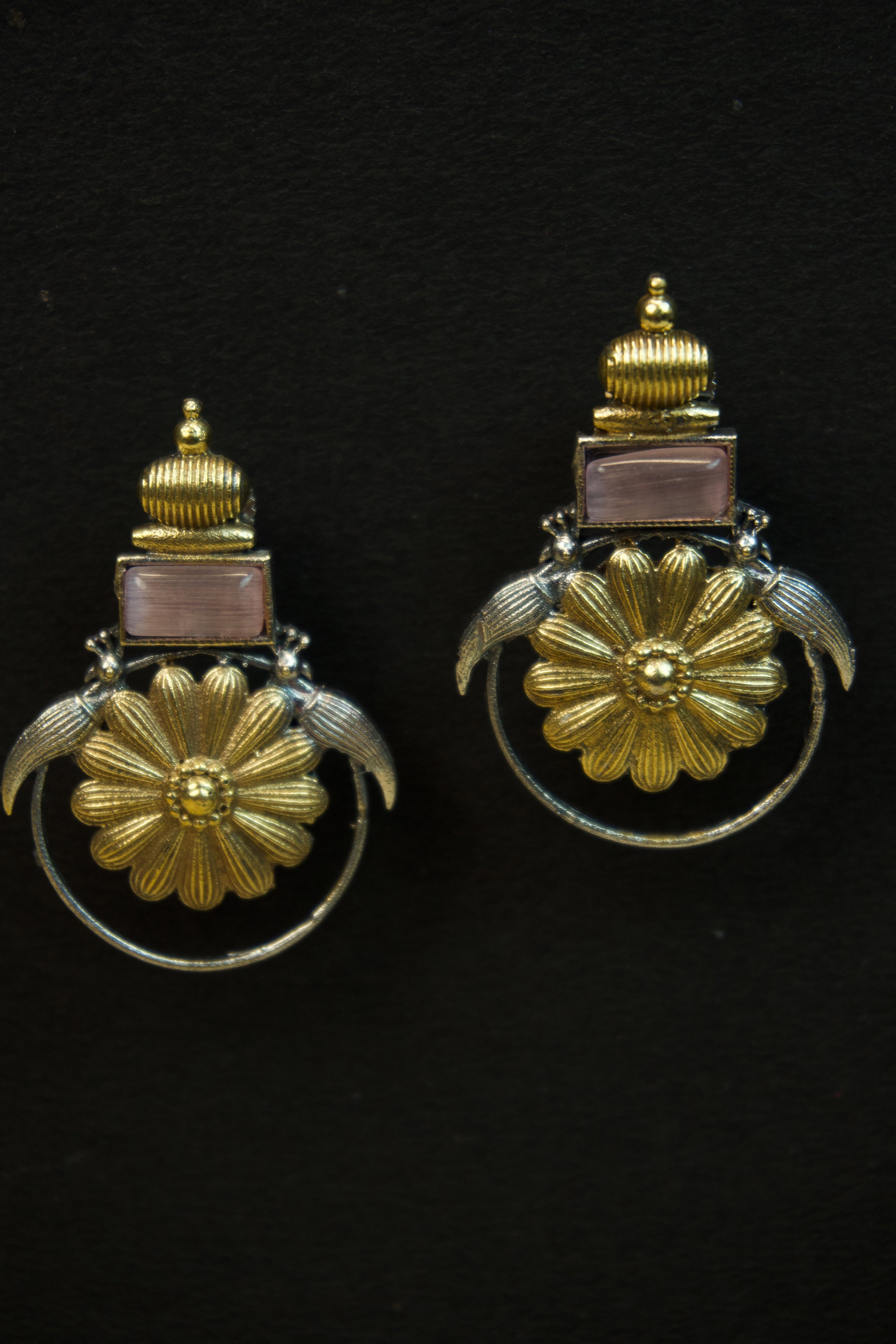 SARA - Dual Tone Premium Brass Earrings