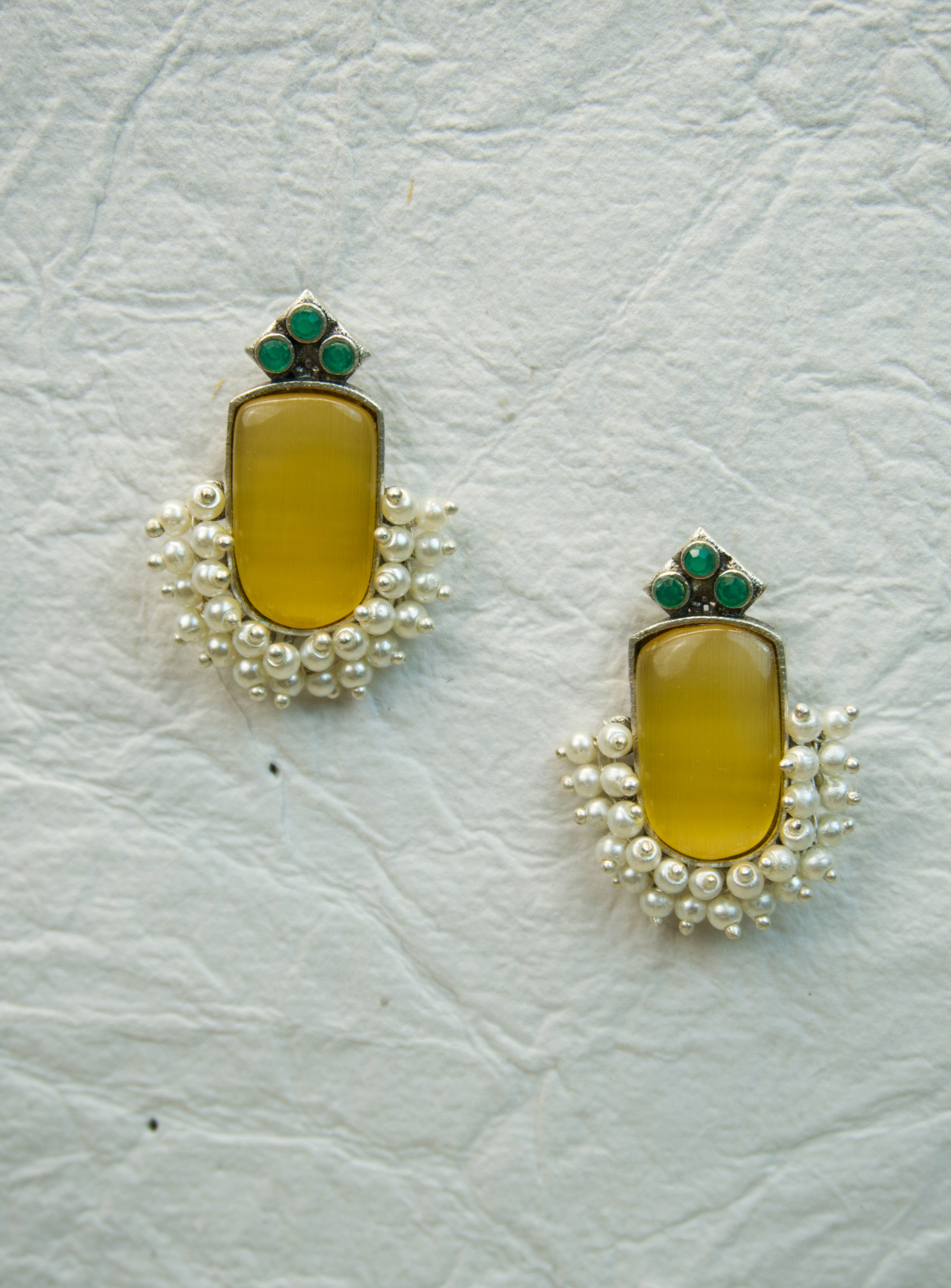 MYRA - Silver Toned Oxidized Earrings Secondary image
