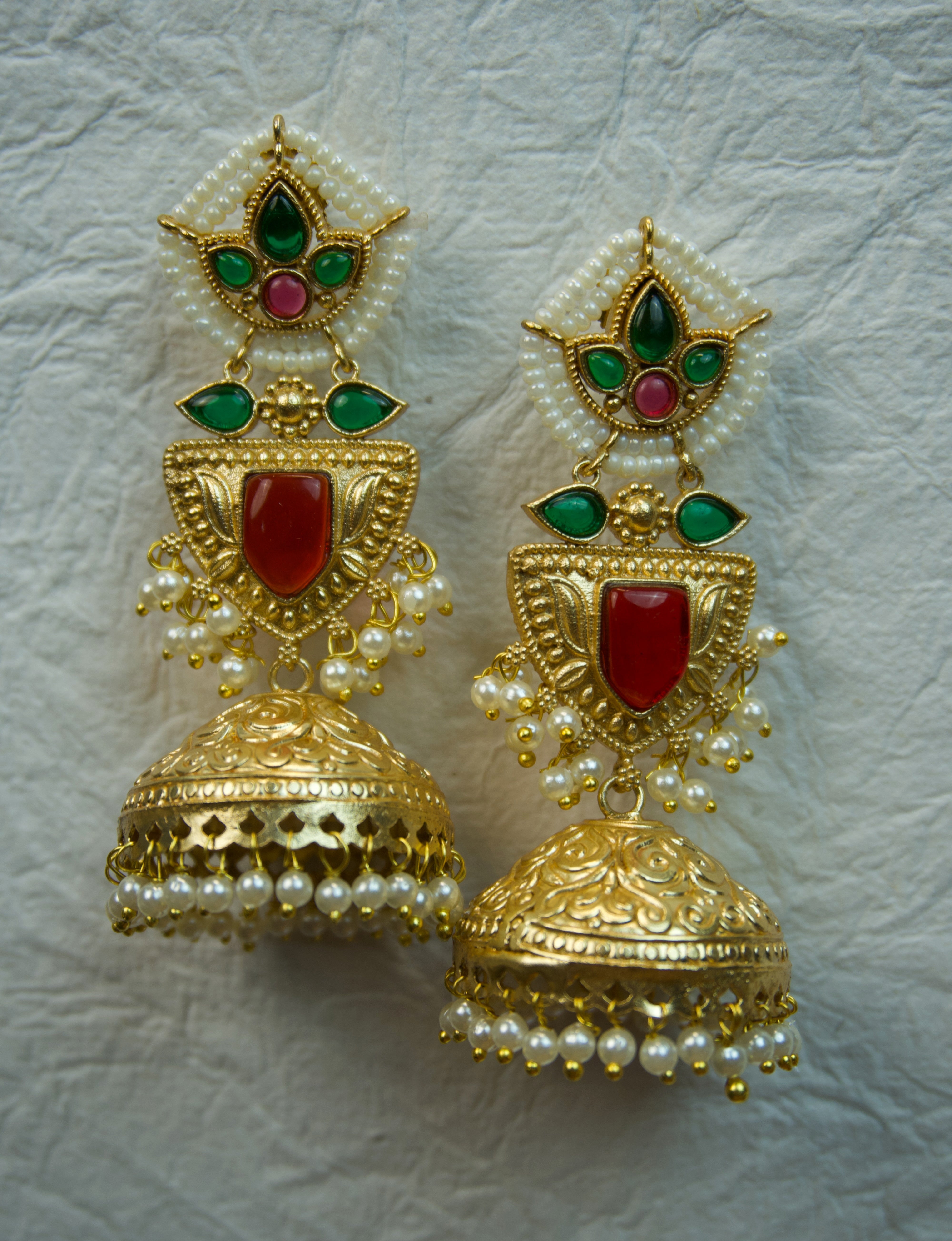 MYRA - GOLD Toned Oxidized Earrings Main image
