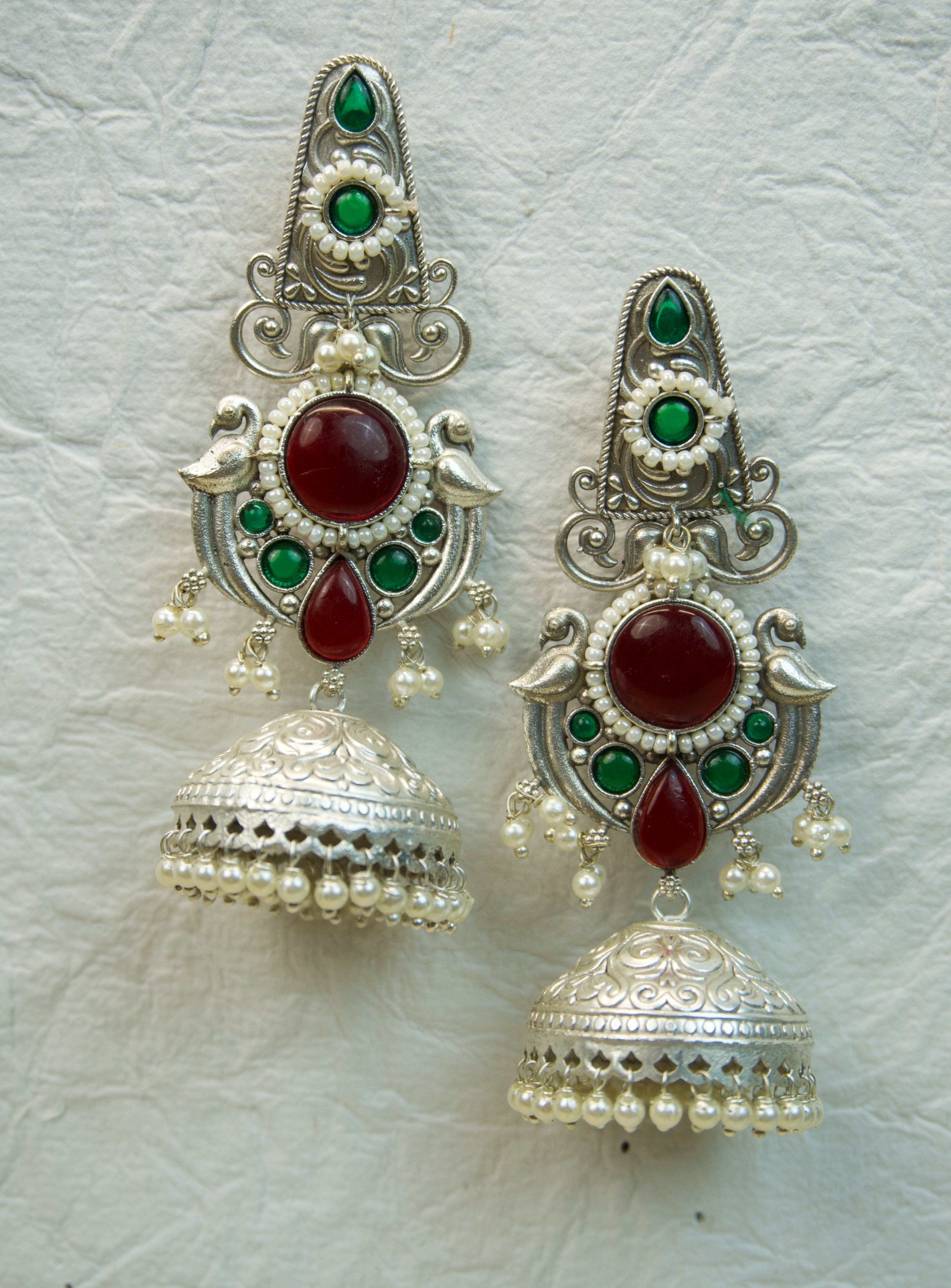 MYRA - Silver Toned BRASS Earrings Secondary image
