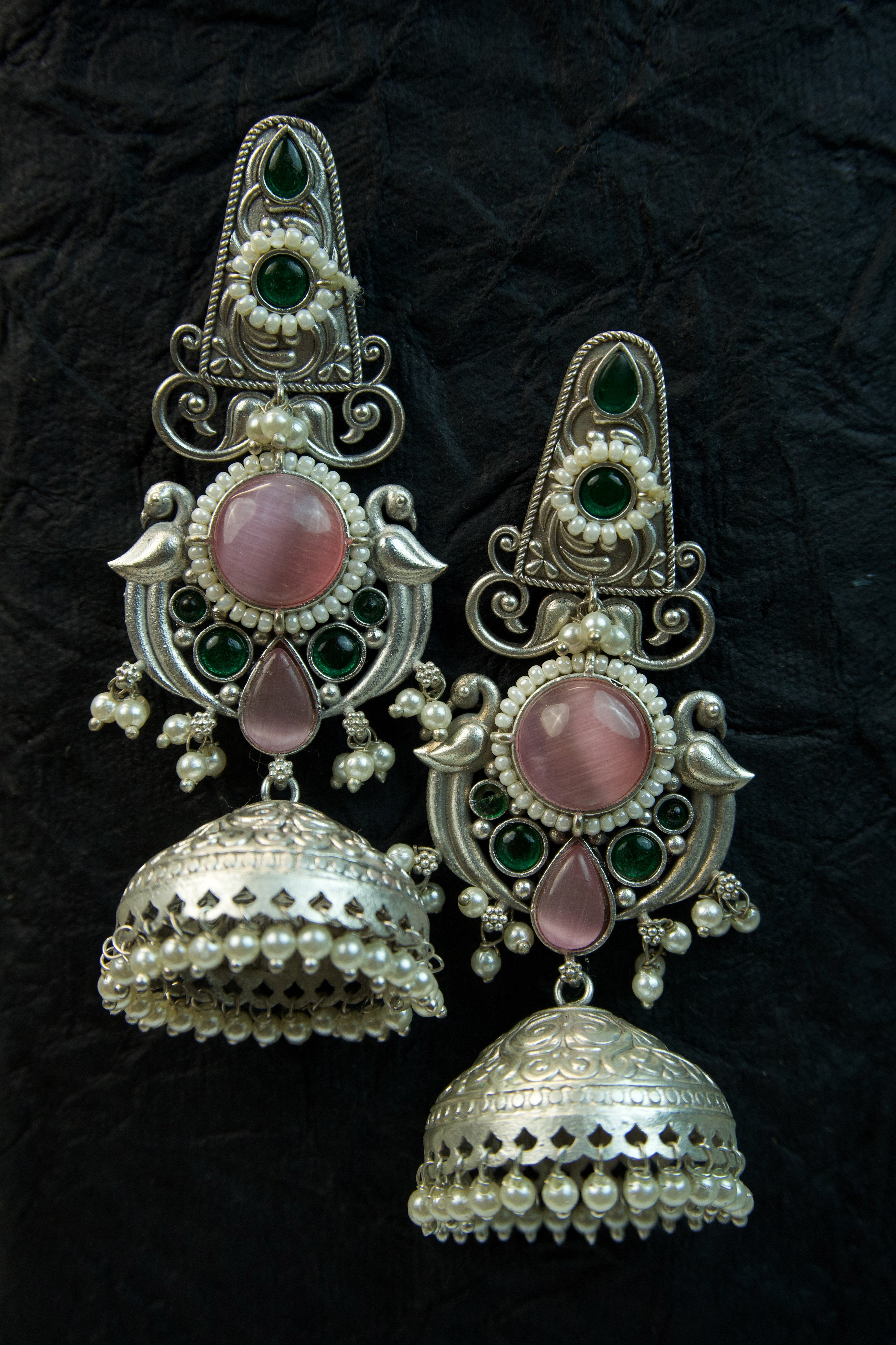 MYRA - Silver Toned BRASS Earrings Secondary image
