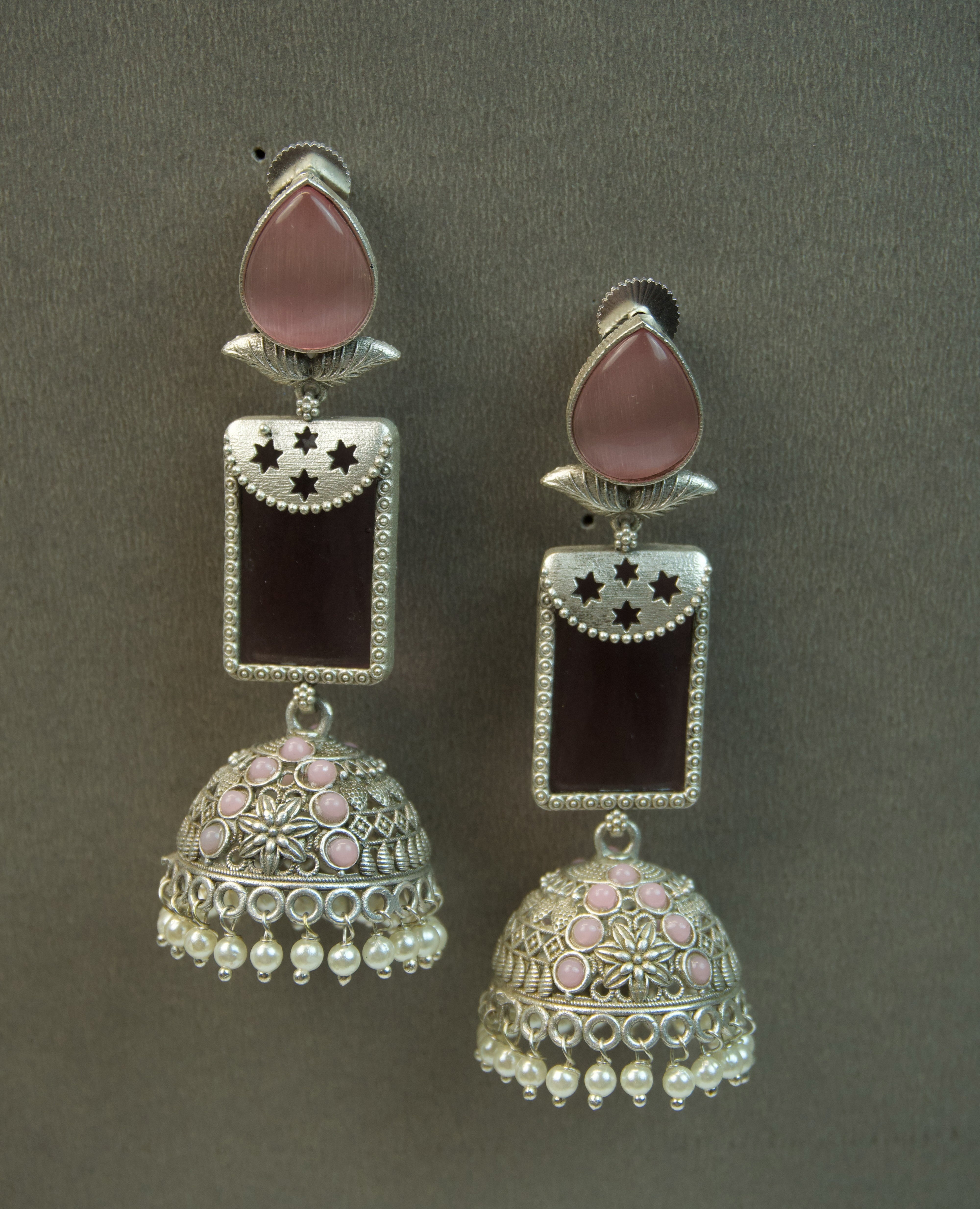 MYRA - Silver Toned BRASS Earrings Secondary image