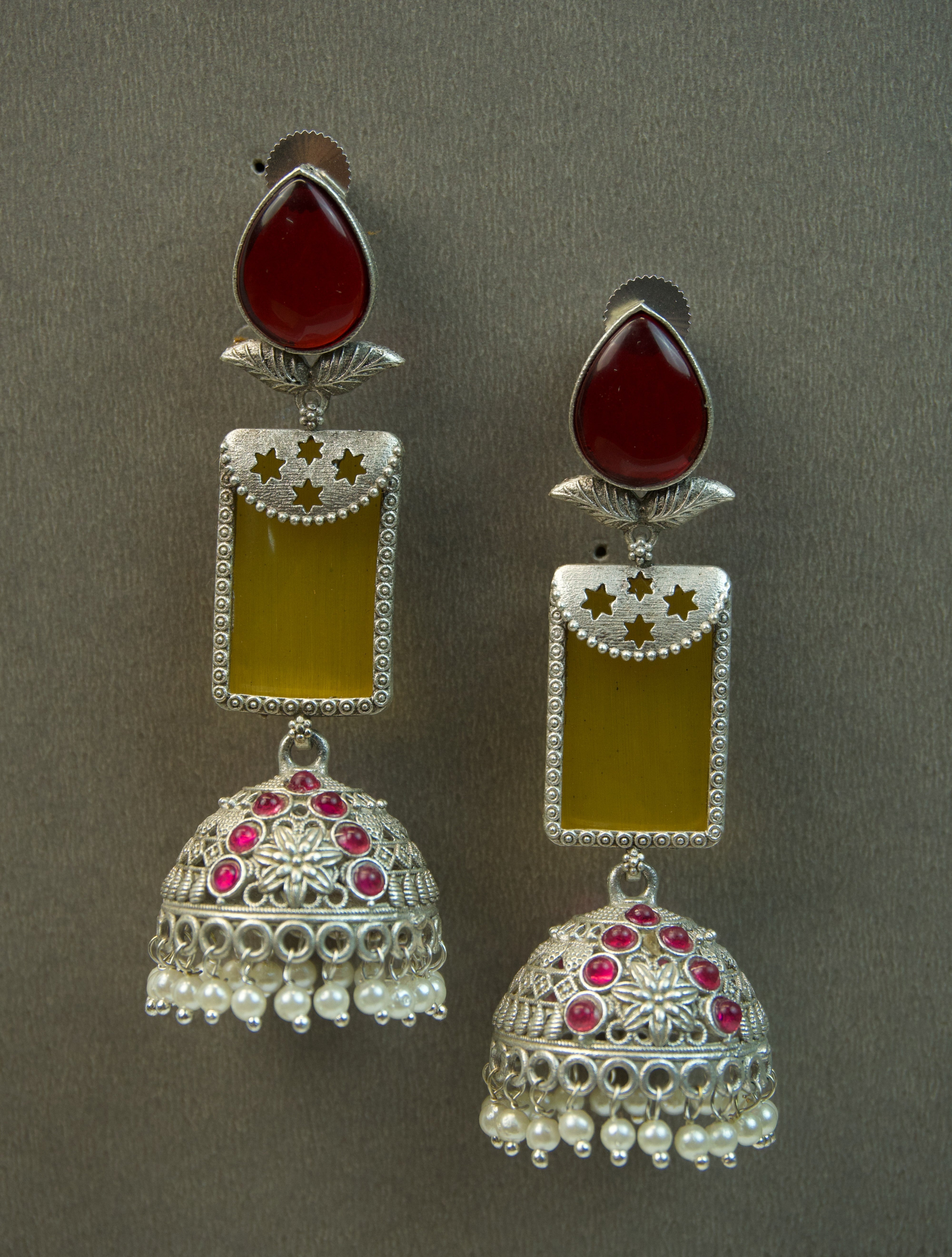 MYRA - Silver Toned BRASS Earrings Secondary image