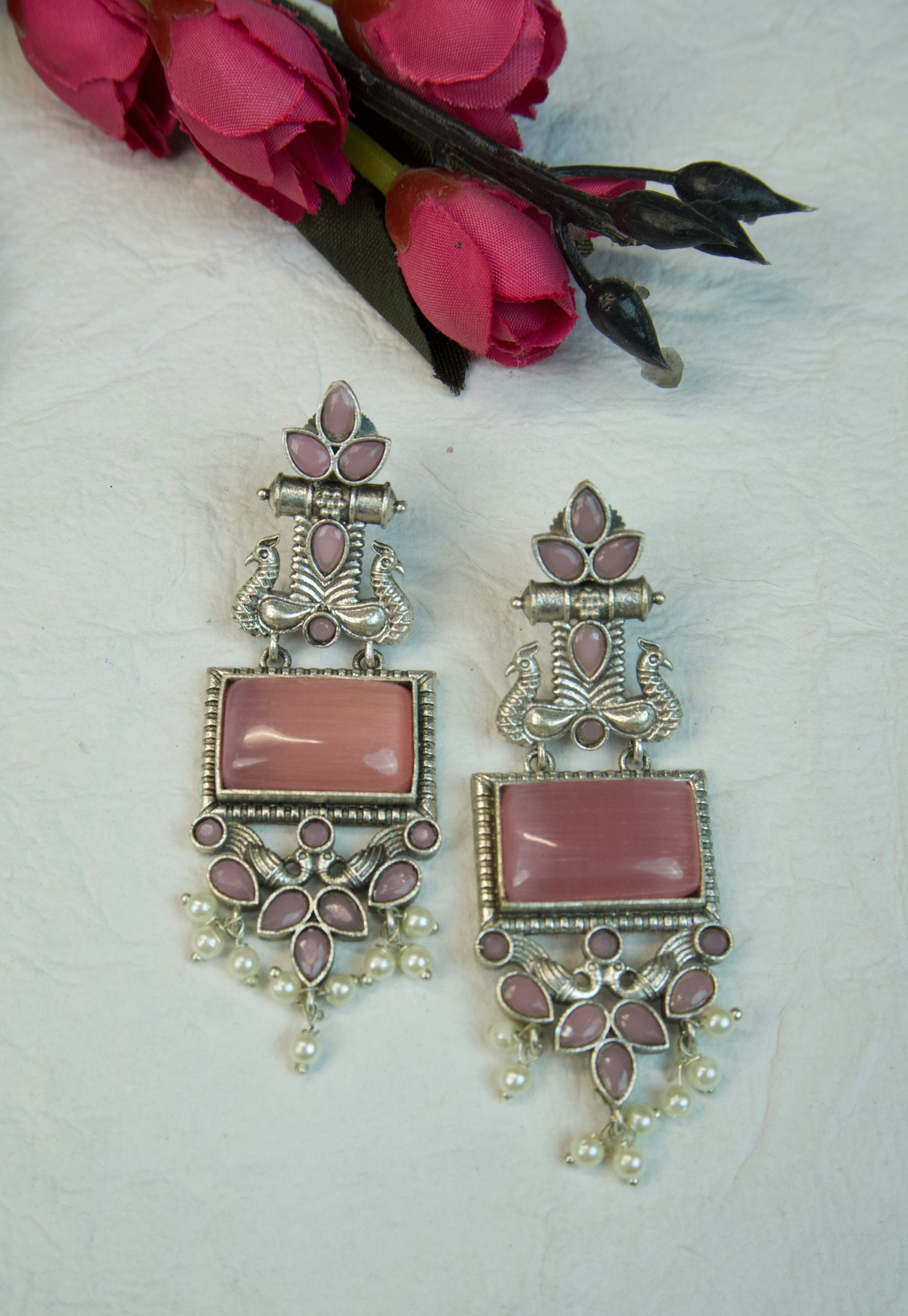 MYRA - Silver Toned BRASS Earrings Secondary image