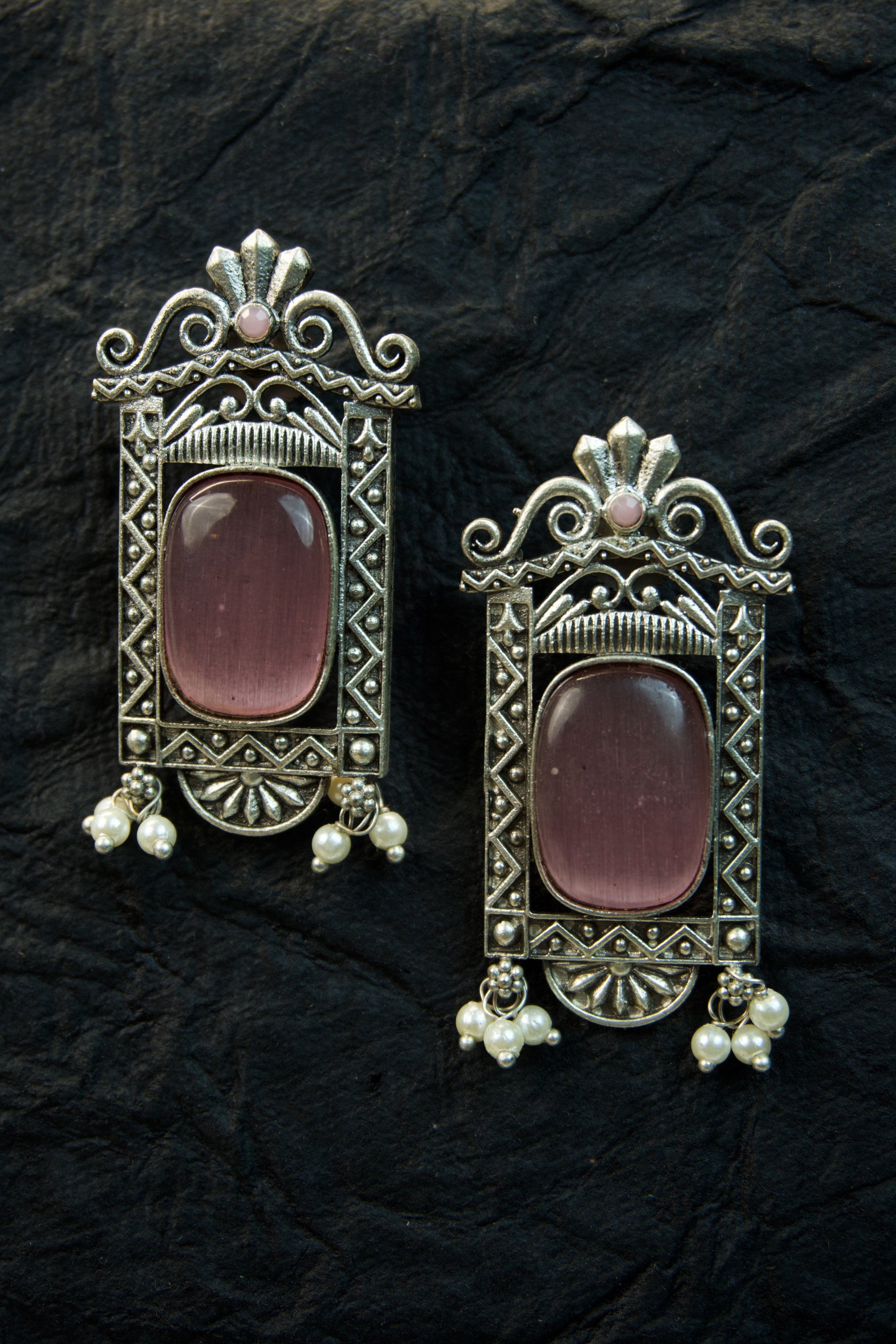 MYRA - Silver Toned BRASS Earrings