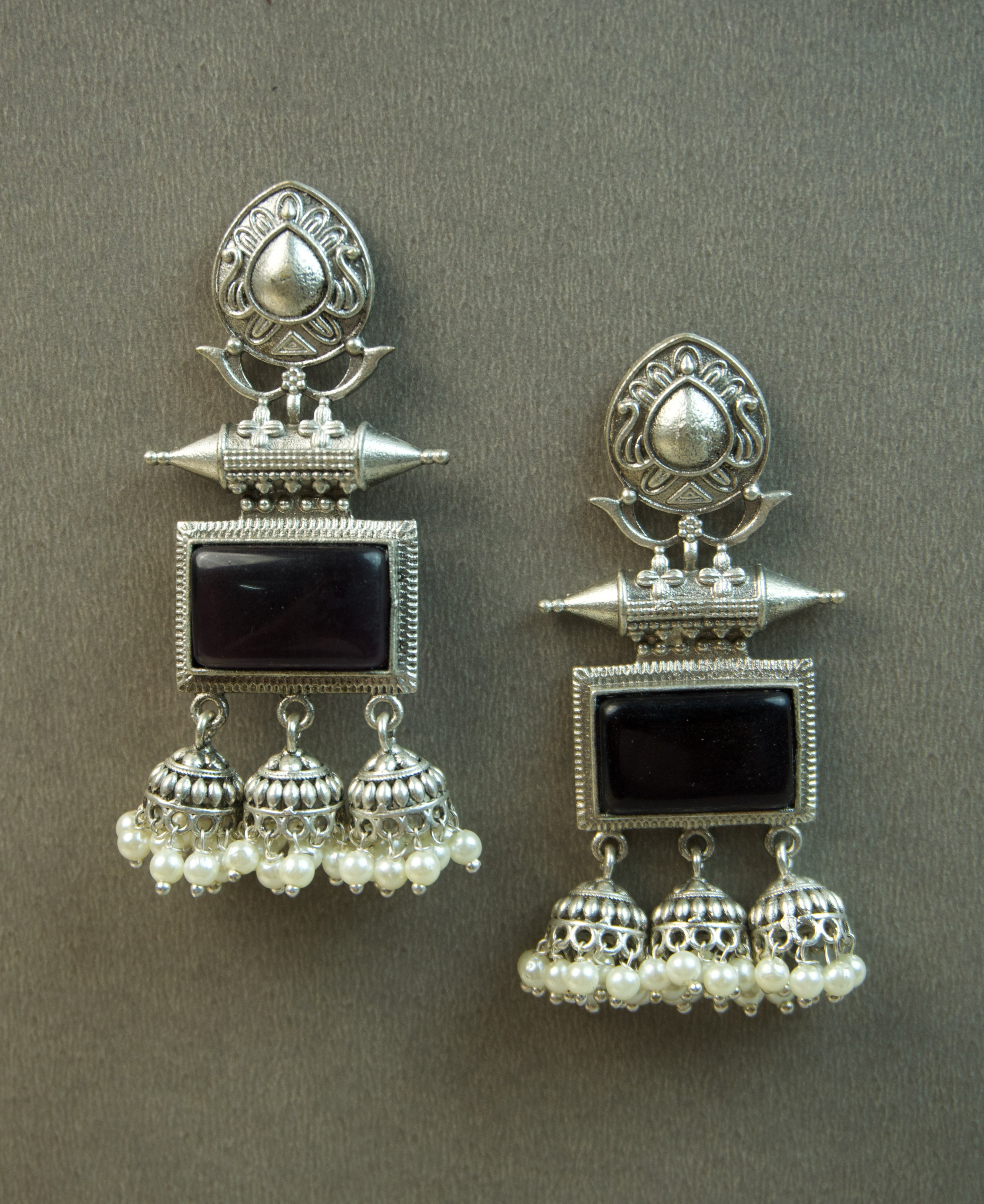 MYRA - Silver Toned BRASS Earrings Secondary image
