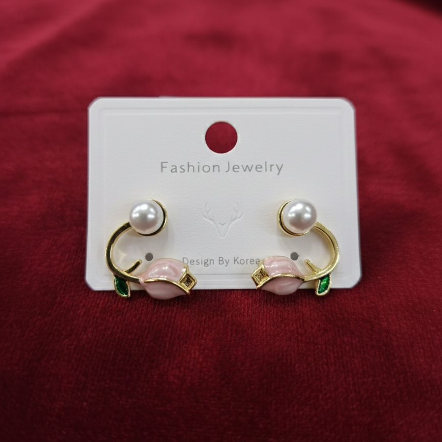 MIMI - LOTUS CUTE PINK EARRINGS - 2