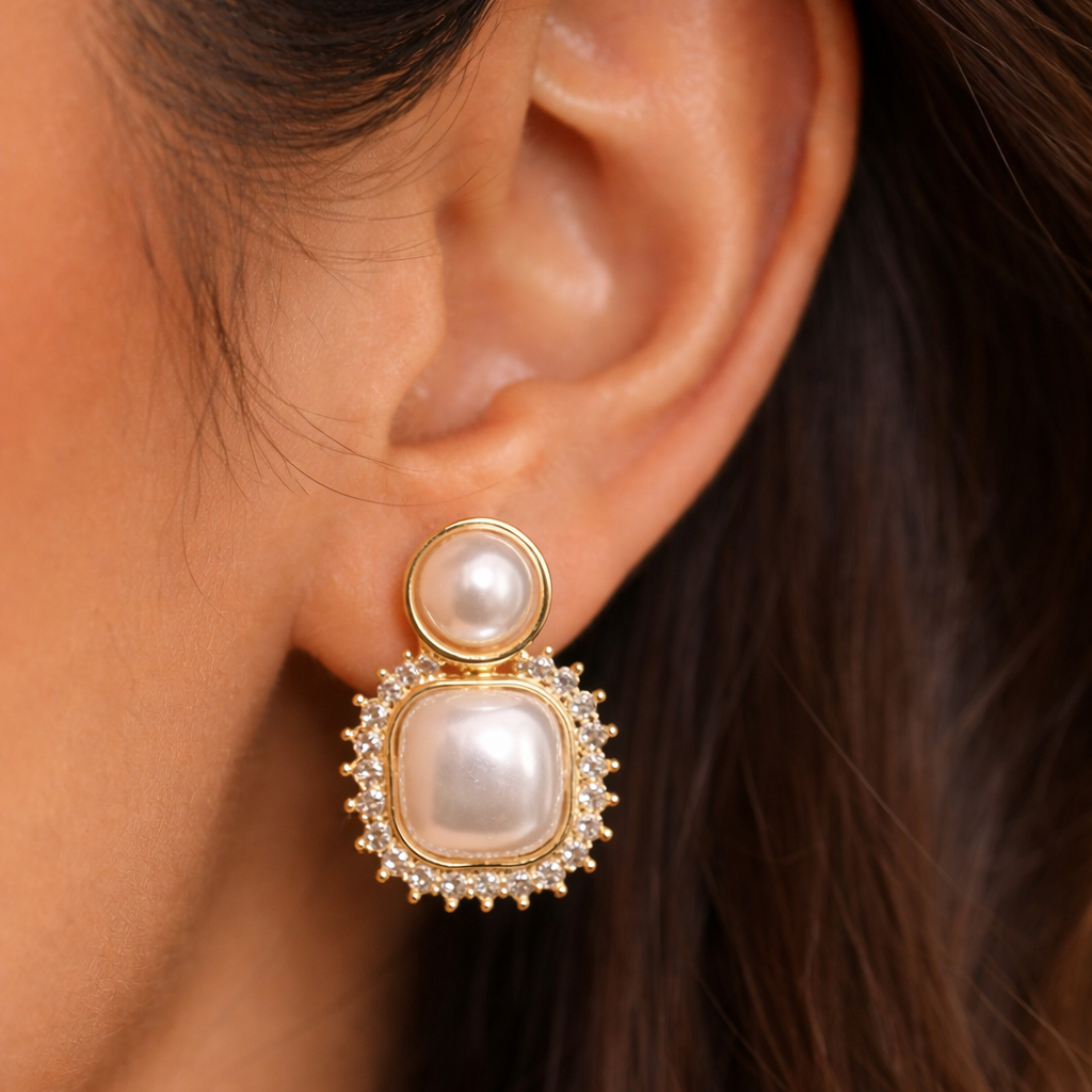 LYRA - AURA - PEARL STATEMENT EARRINGS - 8