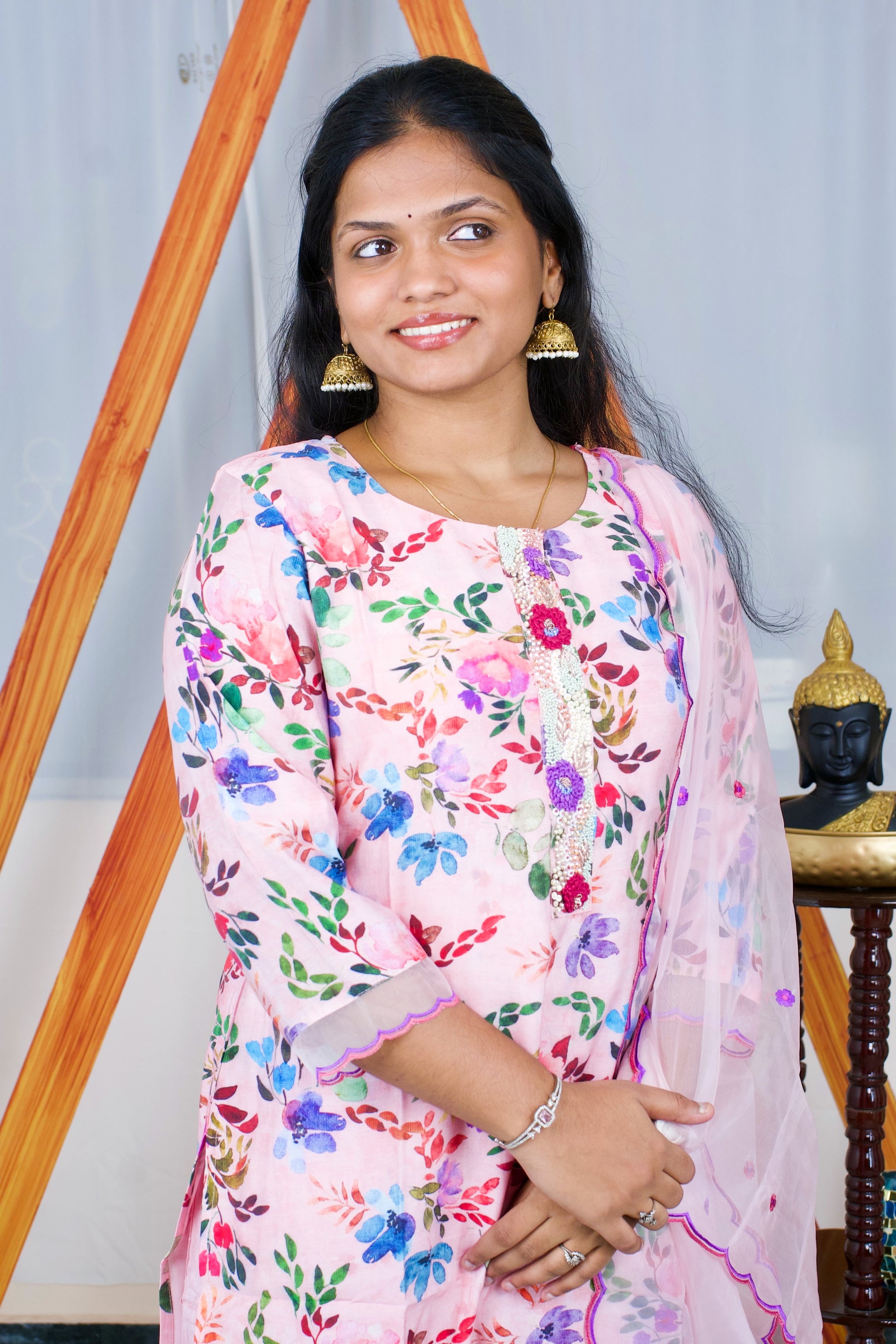 Floral Silk Glam kurti Set