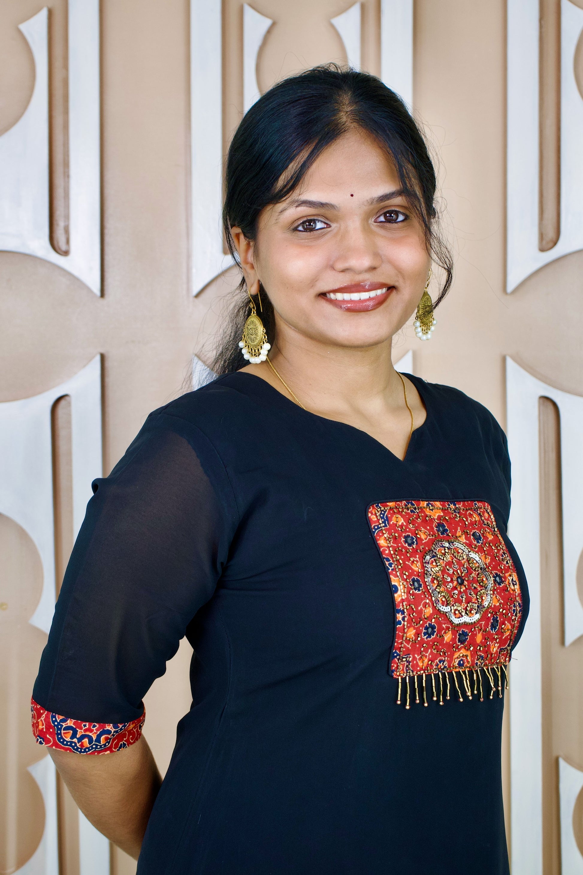 Black Patchwork Kurta