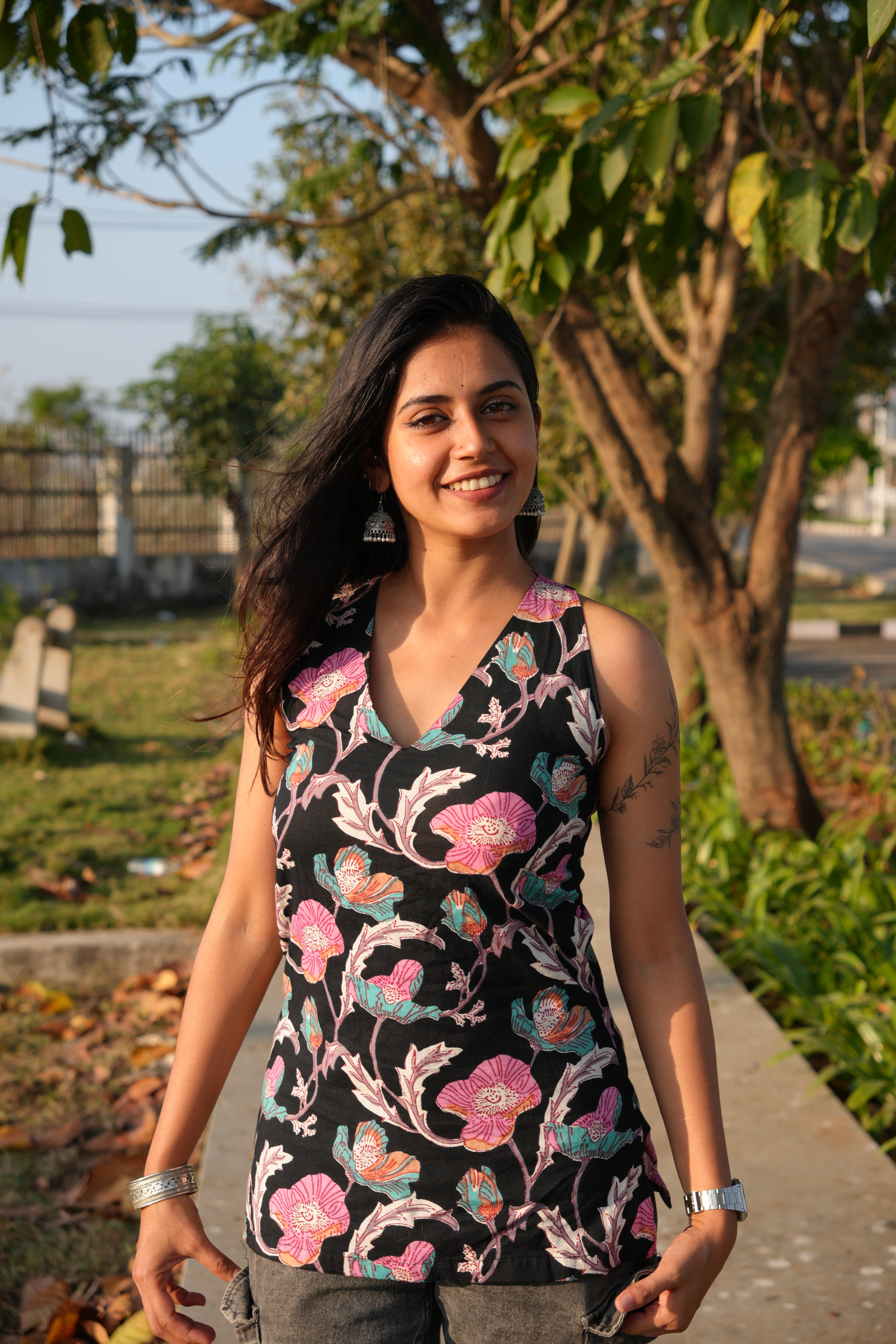 Avira - Sculpted to Slay | Padded/Backless Kurtis (Premium Sanganeri hand block cotton) Main image