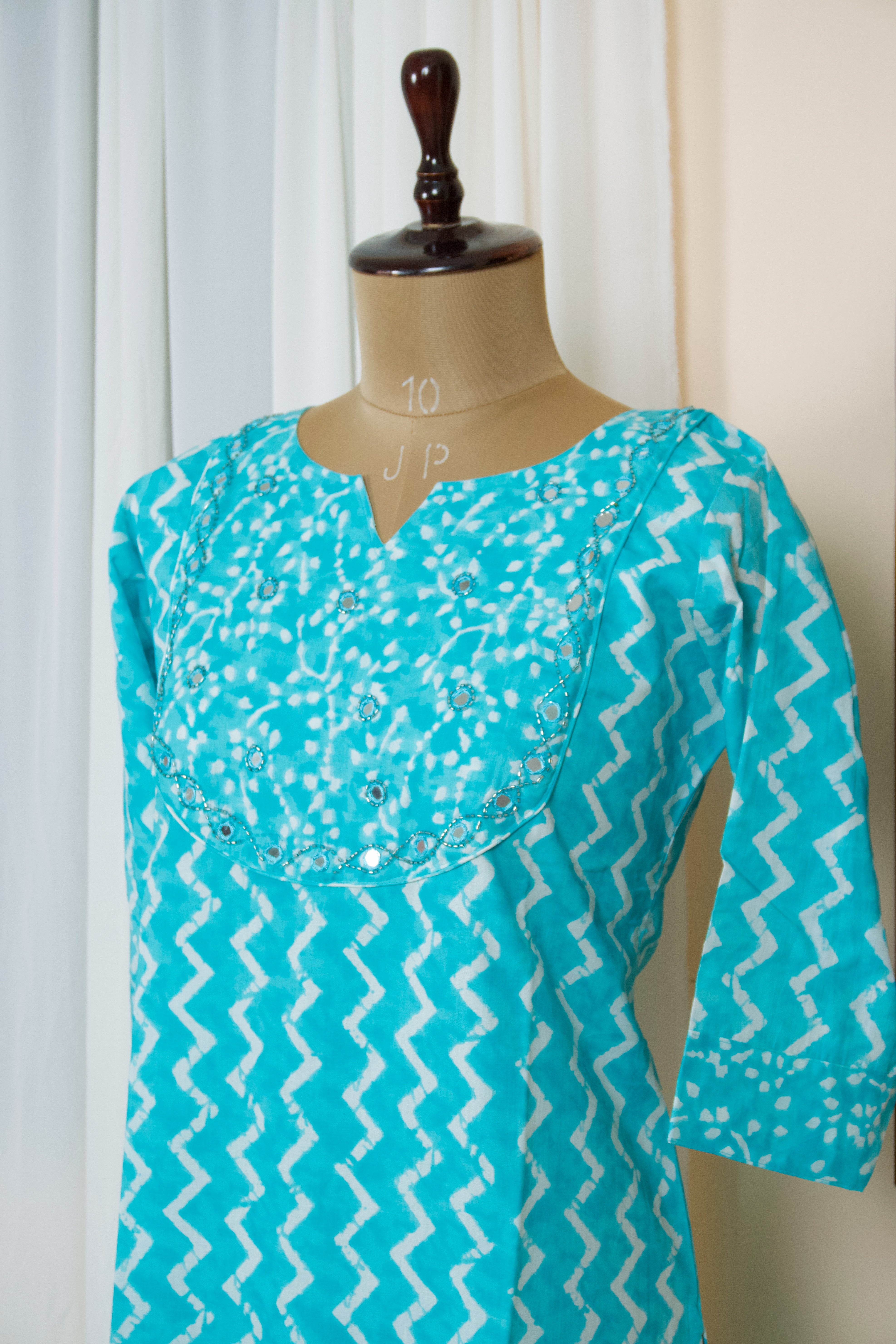Halo sea blue kurta Secondary image