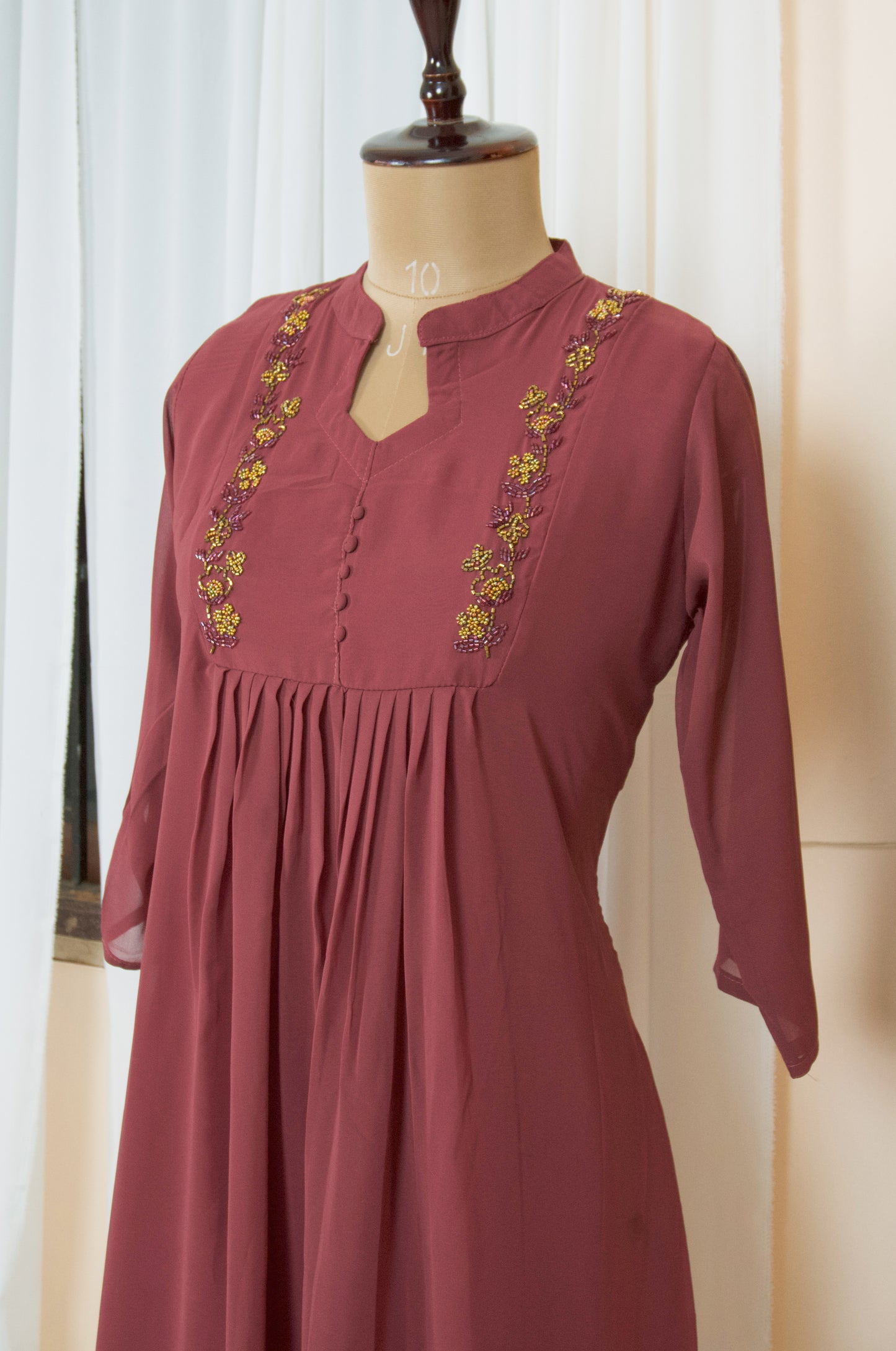 Heartbreaker: Handworked Maroon Georgette Kurti