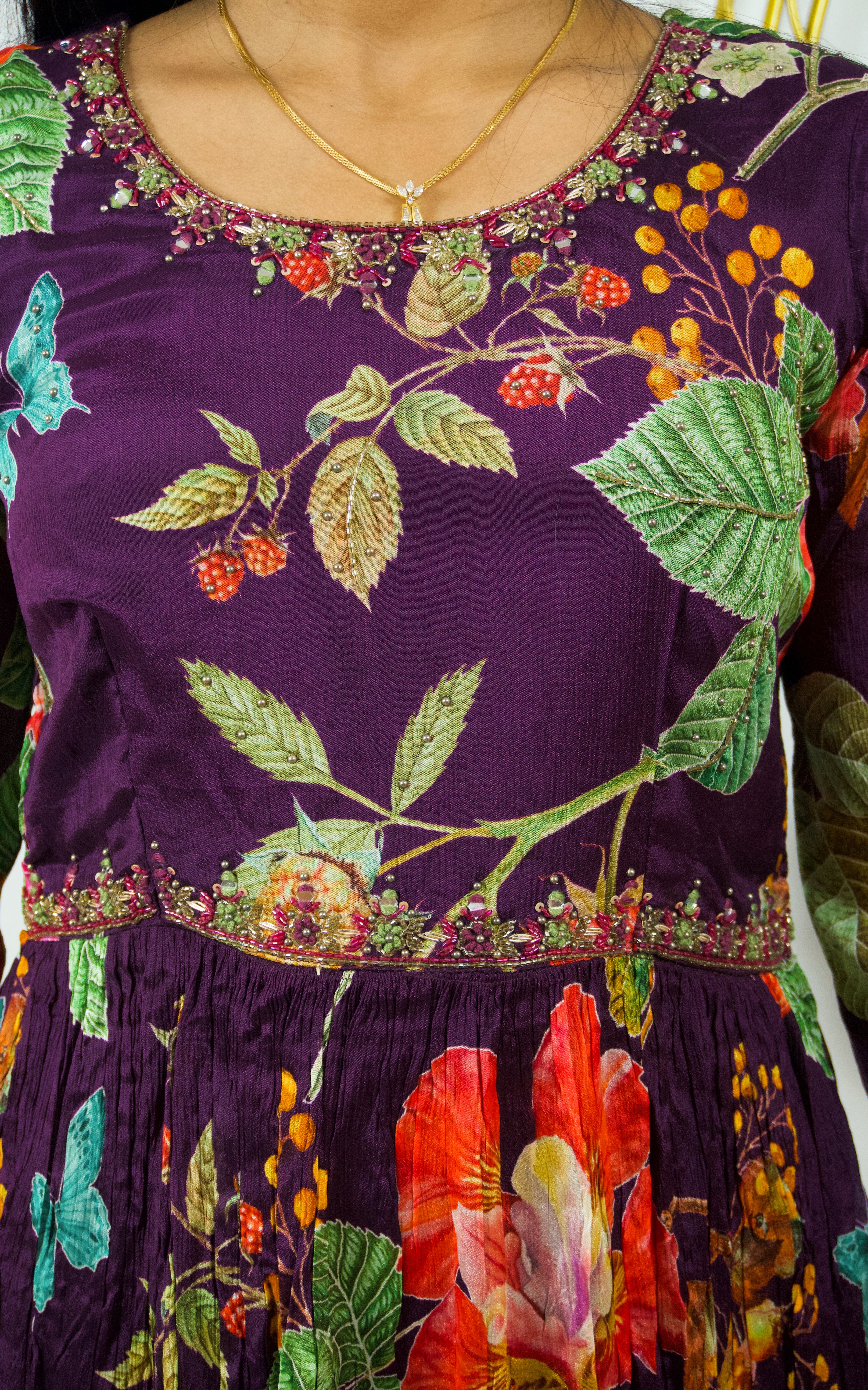Grand Wine Elegance: Nyra Cut 3-Piece Set with Handwork and Digital Prints