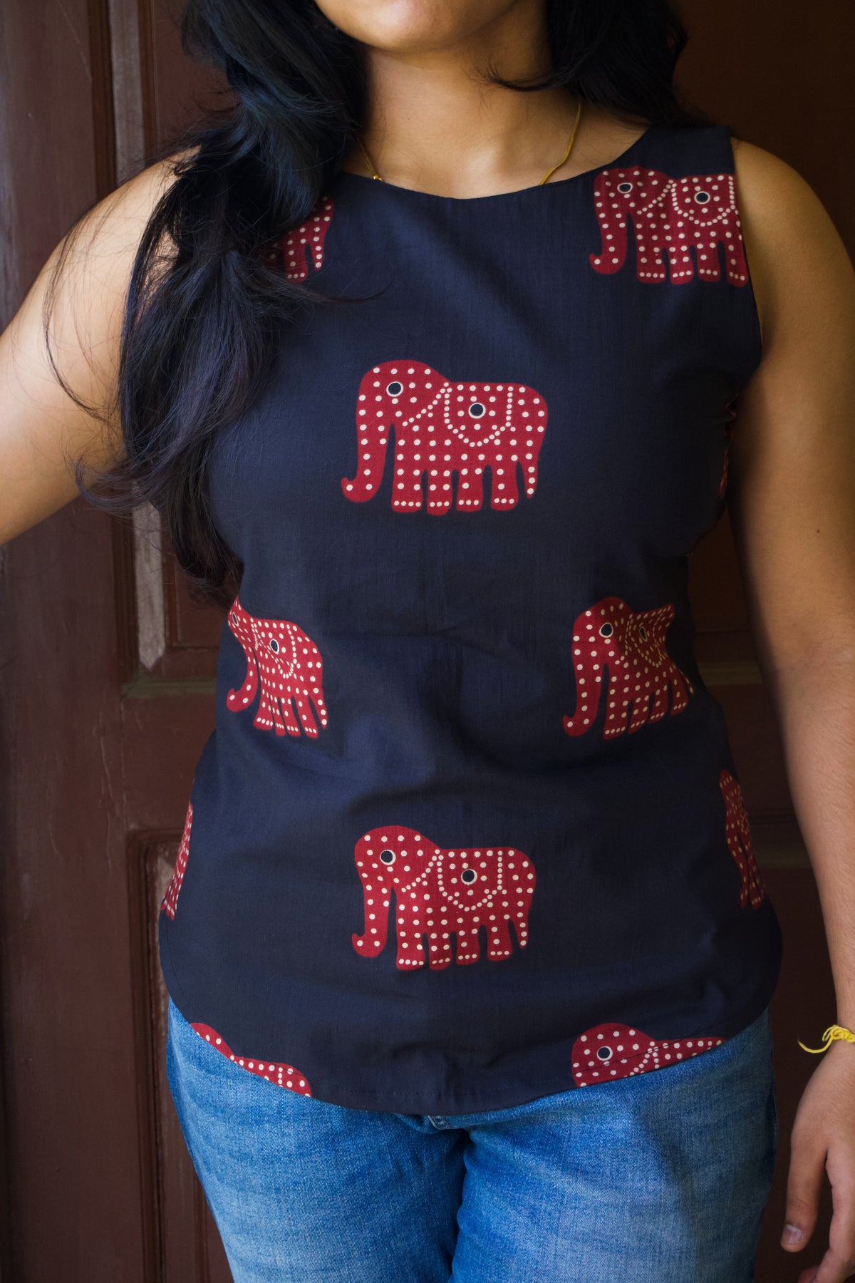Zuhi - The Back Story | Indigo Bow Back Top Main image