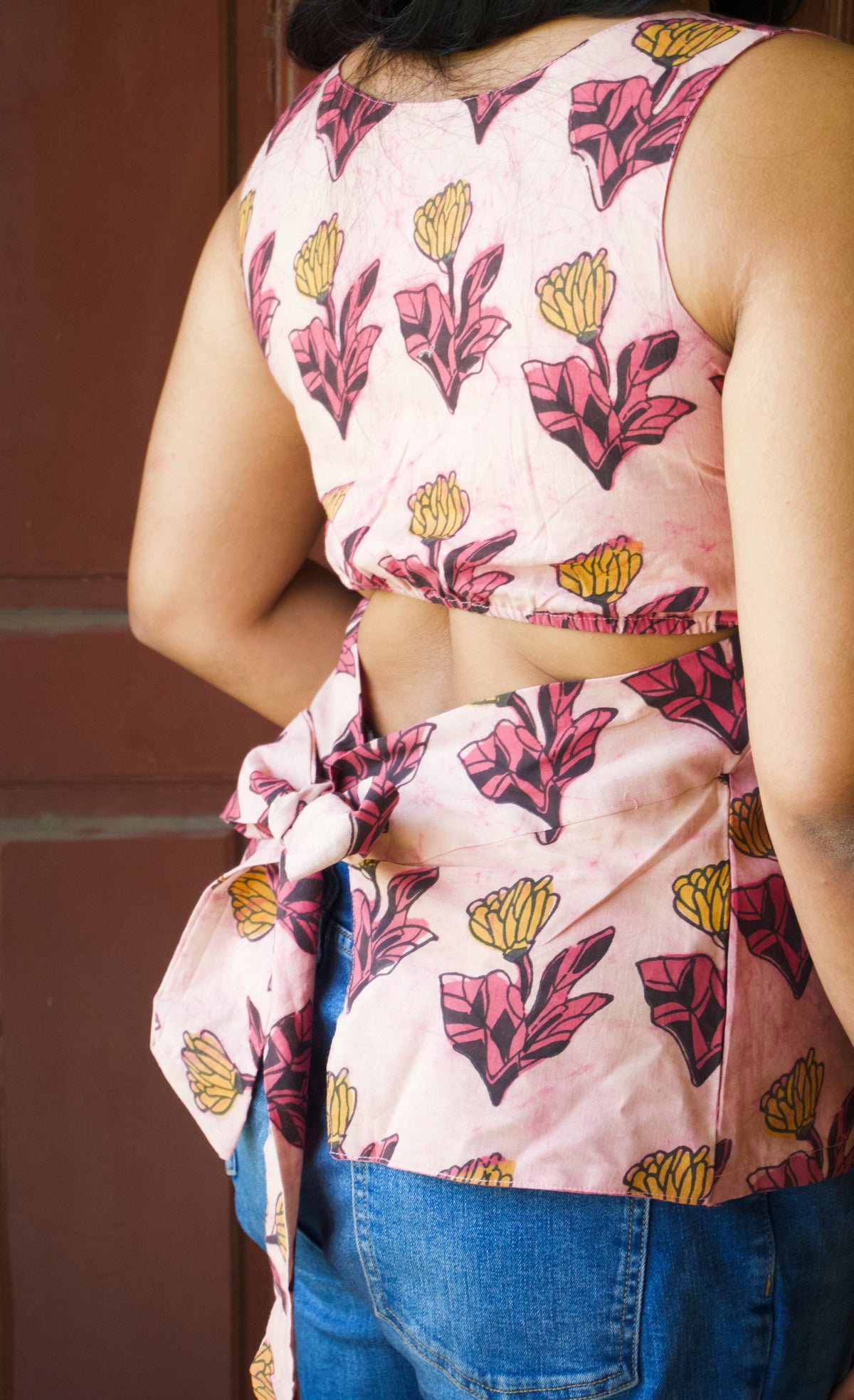 Tara - The Back Story | Powder Pink Bow Back Top