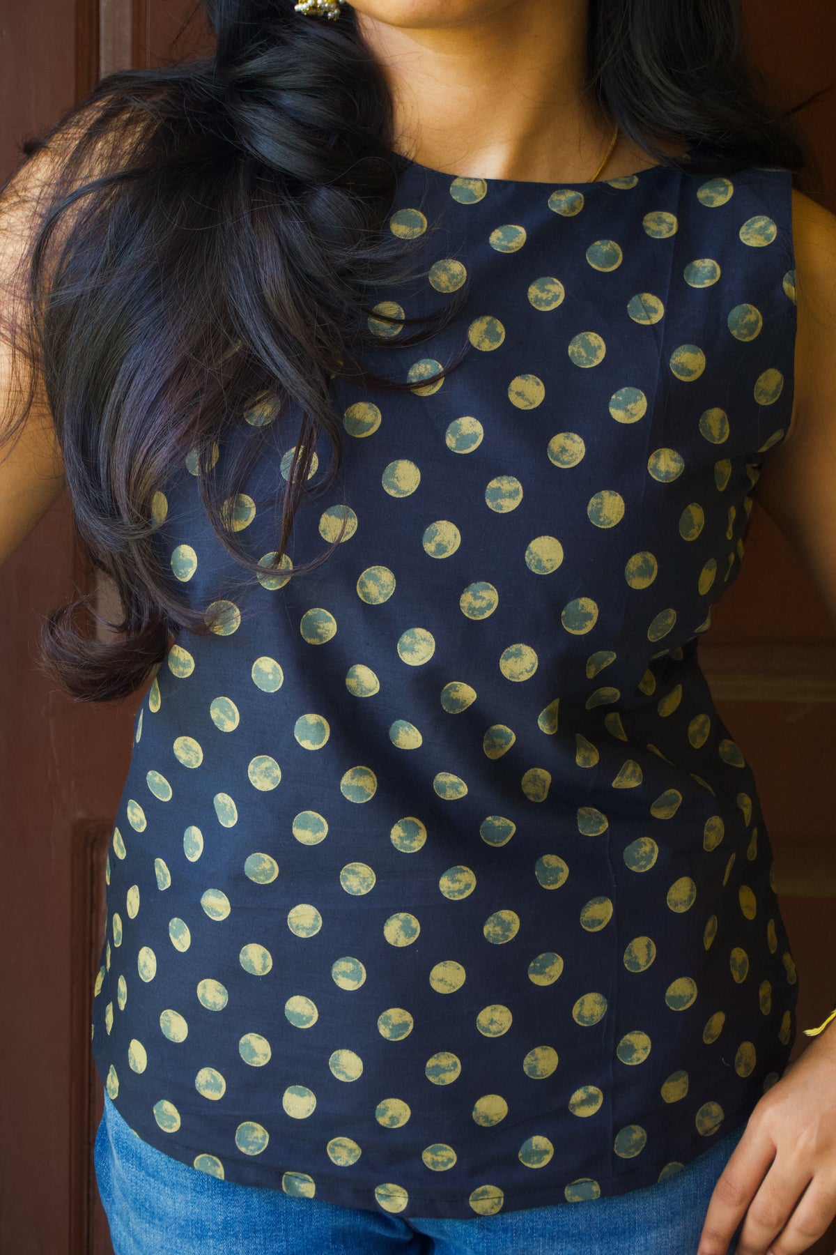 Leela - The Back Story | Indigo Bow Back Top Main image