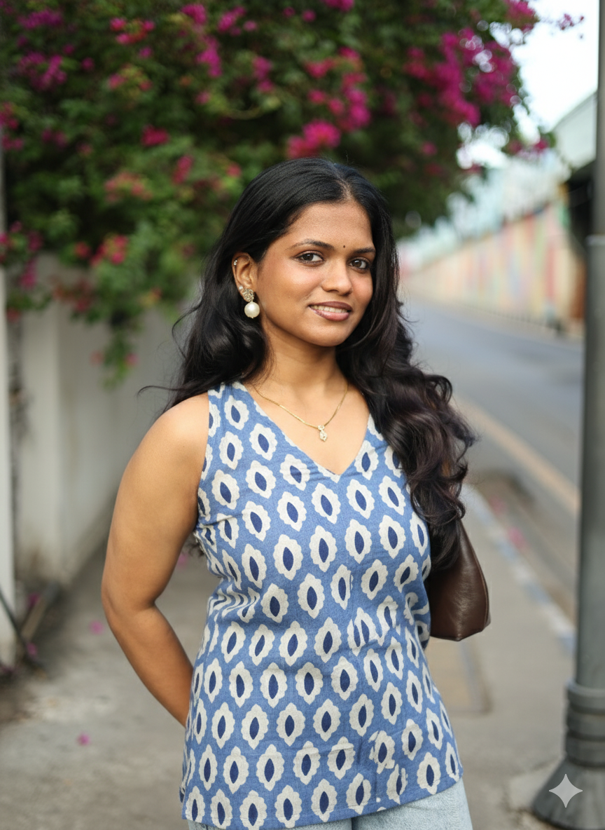 Kiara - Sculpted to Slay | Padded/Backless Kurtis  (Jaipur Sanganeri pure cotton) Main image