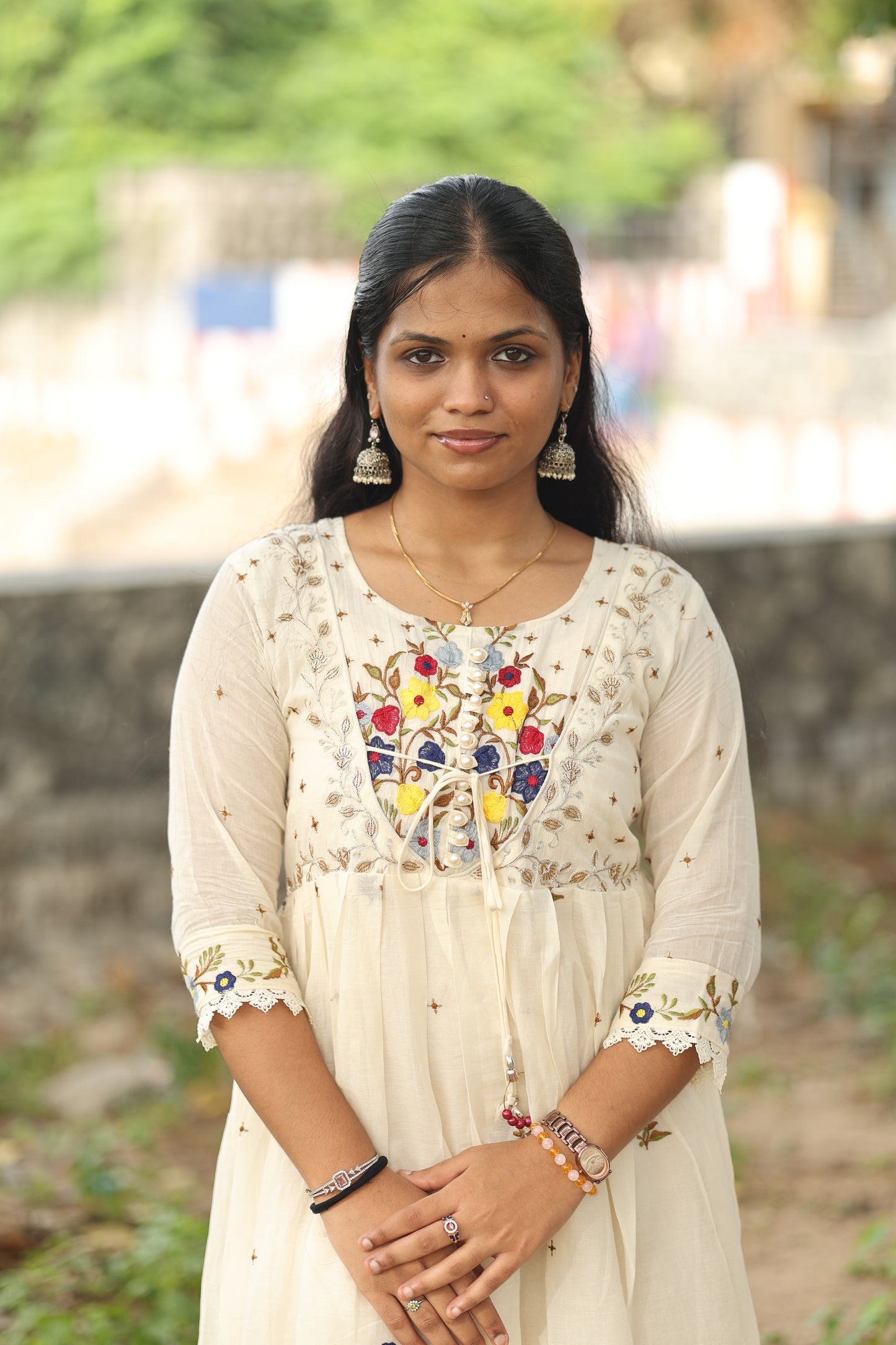 Thechi (തെച്ചി) – Pure Mul Cotton Kurta with Heavy Embroidery