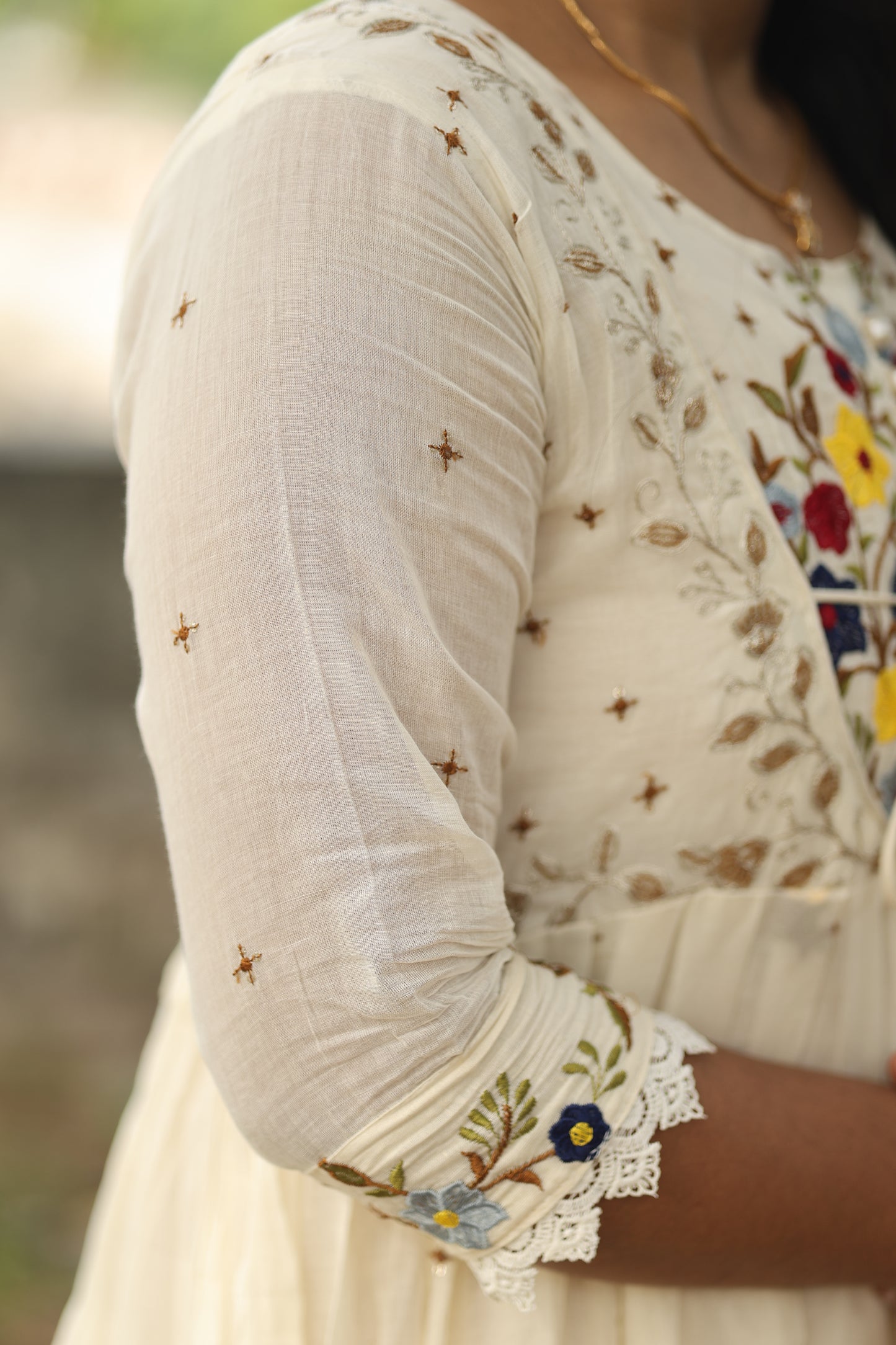 Thechi (തെച്ചി) – Pure Mul Cotton Kurta with Heavy Embroidery