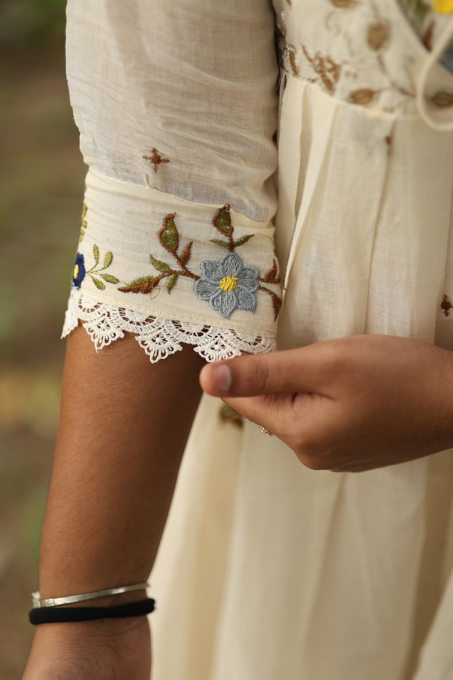 Thechi (തെച്ചി) – Pure Mul Cotton Kurta with Heavy Embroidery