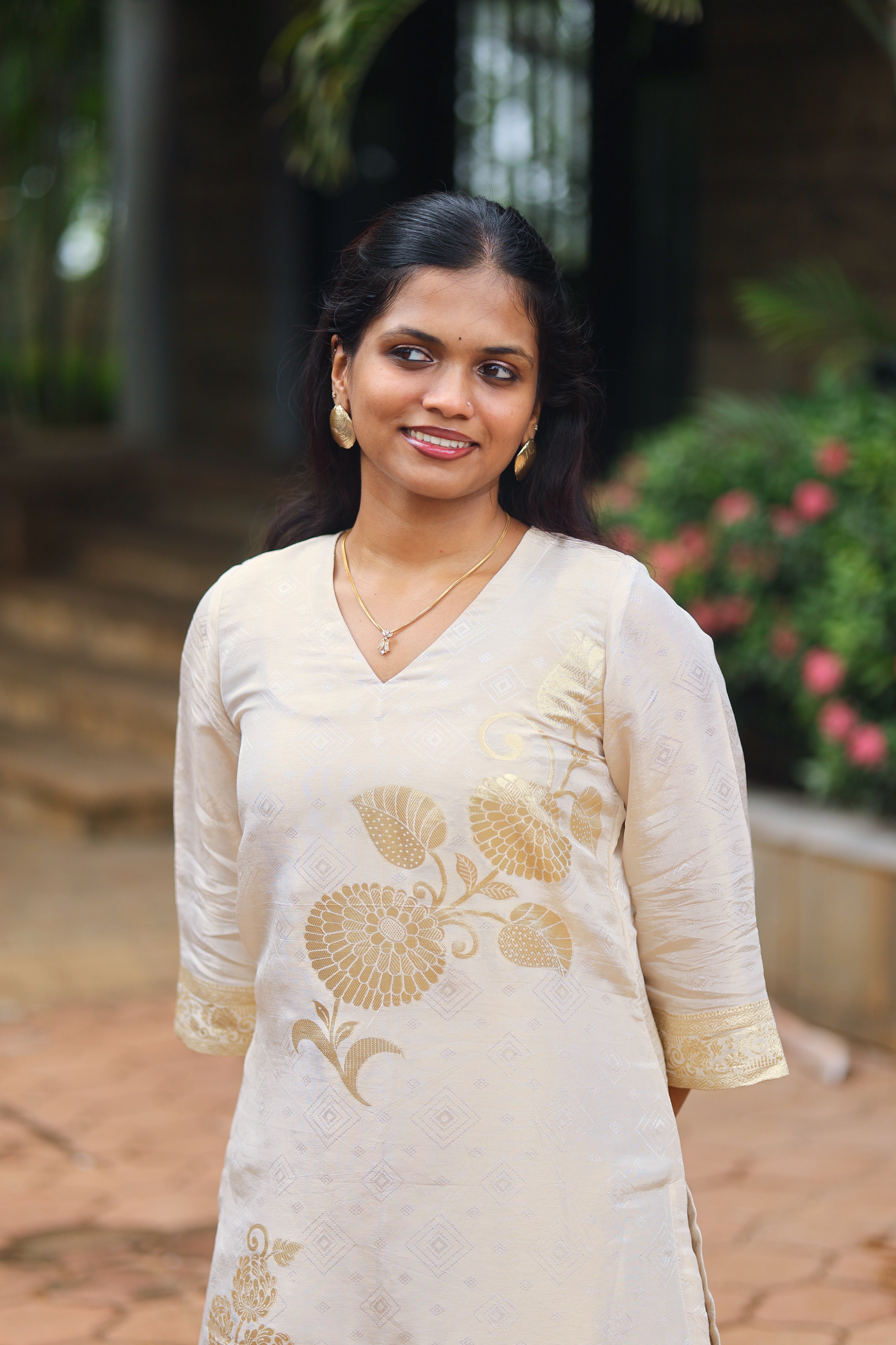 Ambili - Pure Cosmos Silk Kurta with Placement Print Secondary image