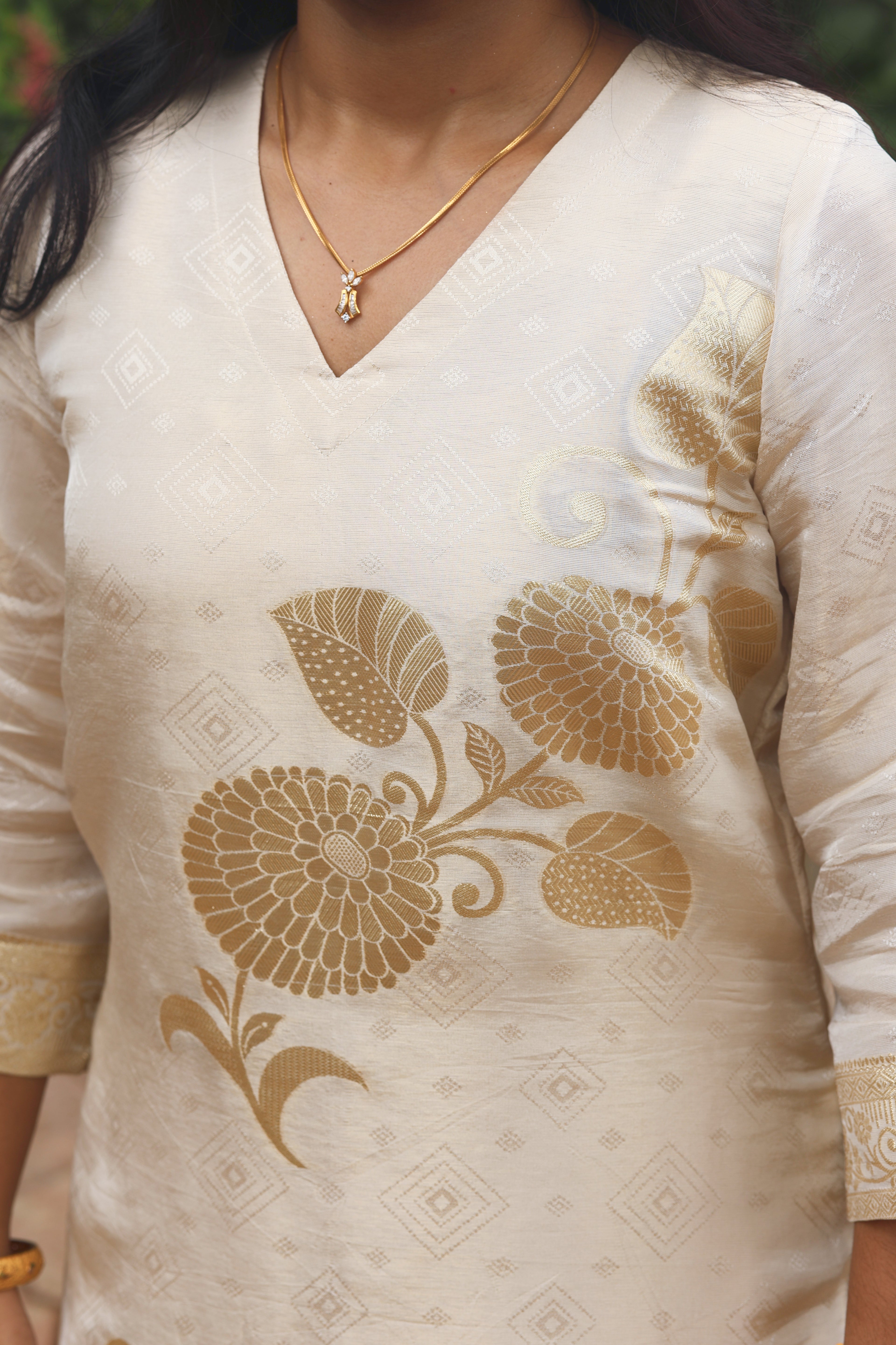 Ambili - Pure Cosmos Silk Kurta with Placement Print